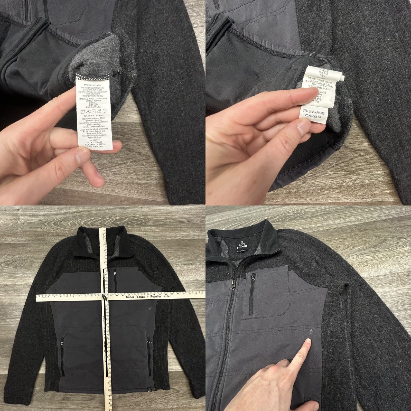 Prana prAna Jacket Mens M Gray Full Zip Lined Pockets Wool-Blend Insulated Hiking Casual Fall M2APPJ315 Size US M / EU 48-50 / 2 - 8 Thumbnail