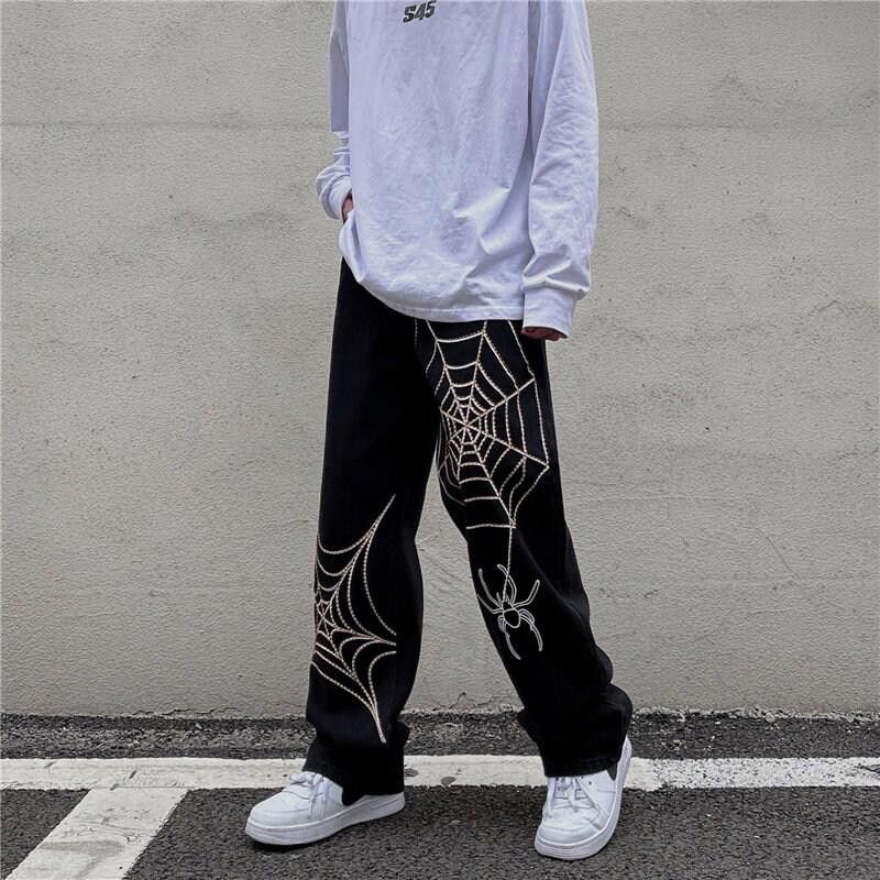 Jean Embroidery Spider Web Straight Casual Jeans Size US 30 / EU 46 - 8 Thumbnail