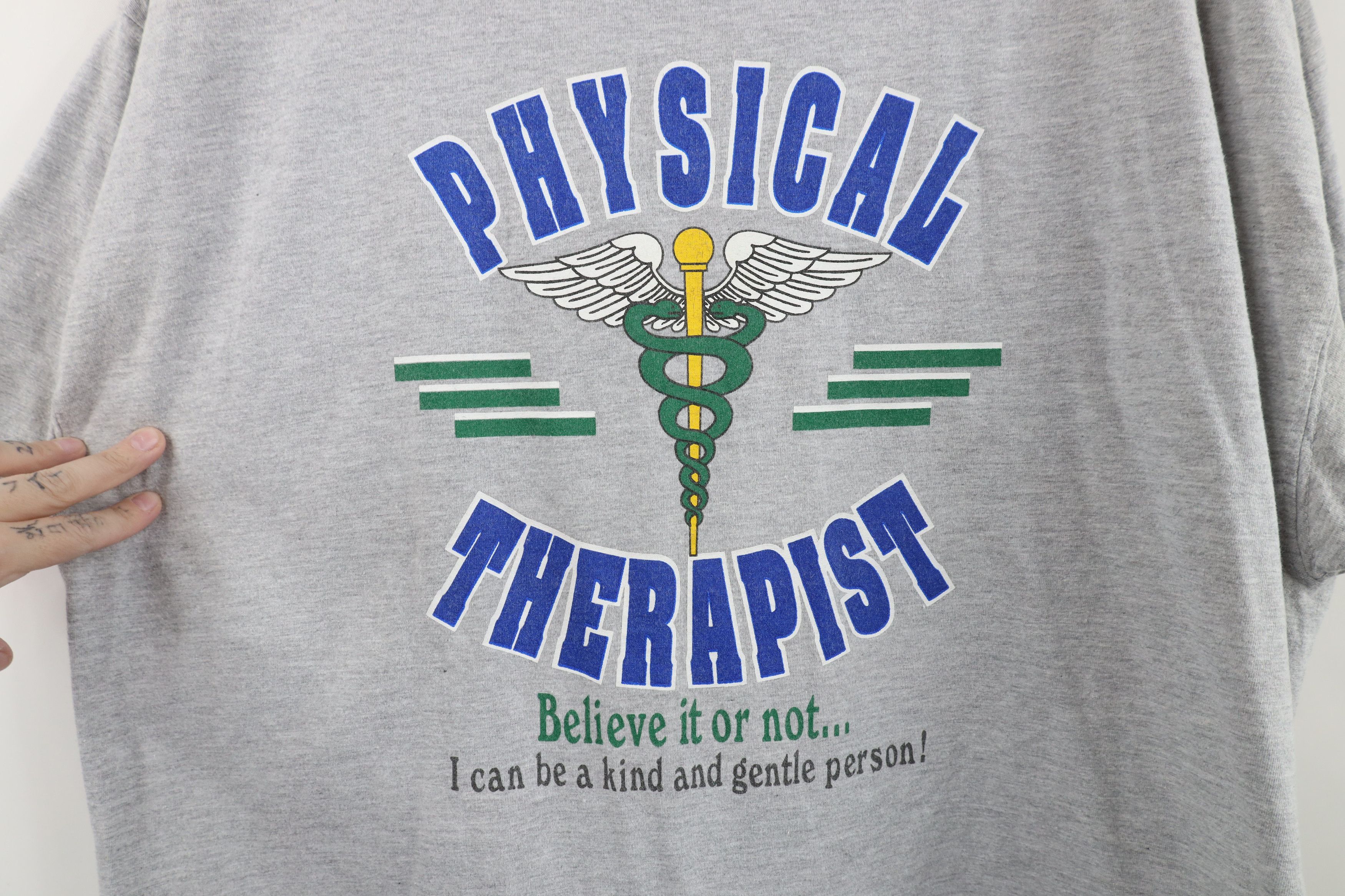 Vintage Vintage 90s Y2K Spell Out Physical Therapist PT T-Shirt Gray Size US XL / EU 56 / 4 - 4 Thumbnail