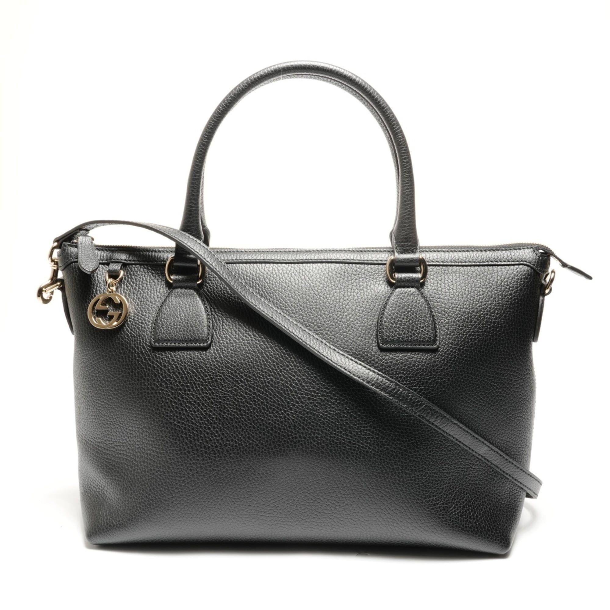 Gucci Gucci Interlocking G 2-way Leather Tote Bag, Black Size ONE SIZE - 1 Thumbnail