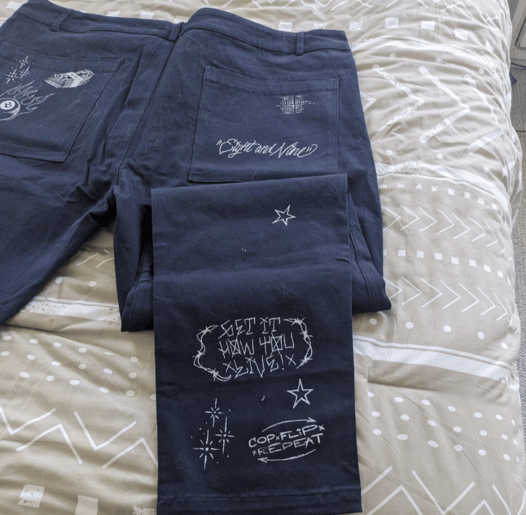 8&9 Clothing Co. 8 &9 MFG Scribbles Pants In Navy Blue Size US 44 / EU 60 - 7 Thumbnail