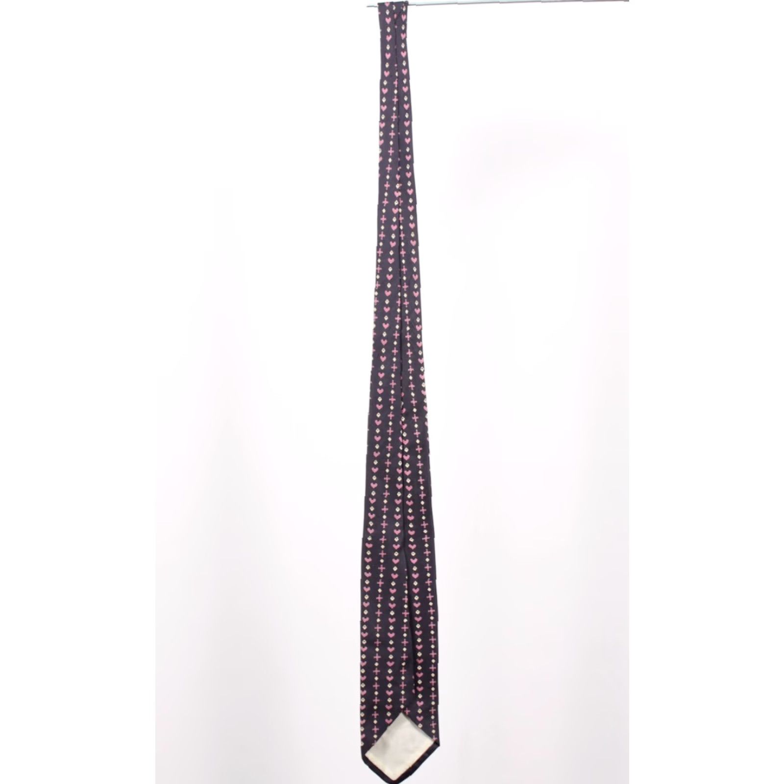 Arrow VTG Arrow 1950s Necktie Navy Blue Pink Abstract Pattern Silk Tie Men 50s Tie Size ONE SIZE - 5 Thumbnail