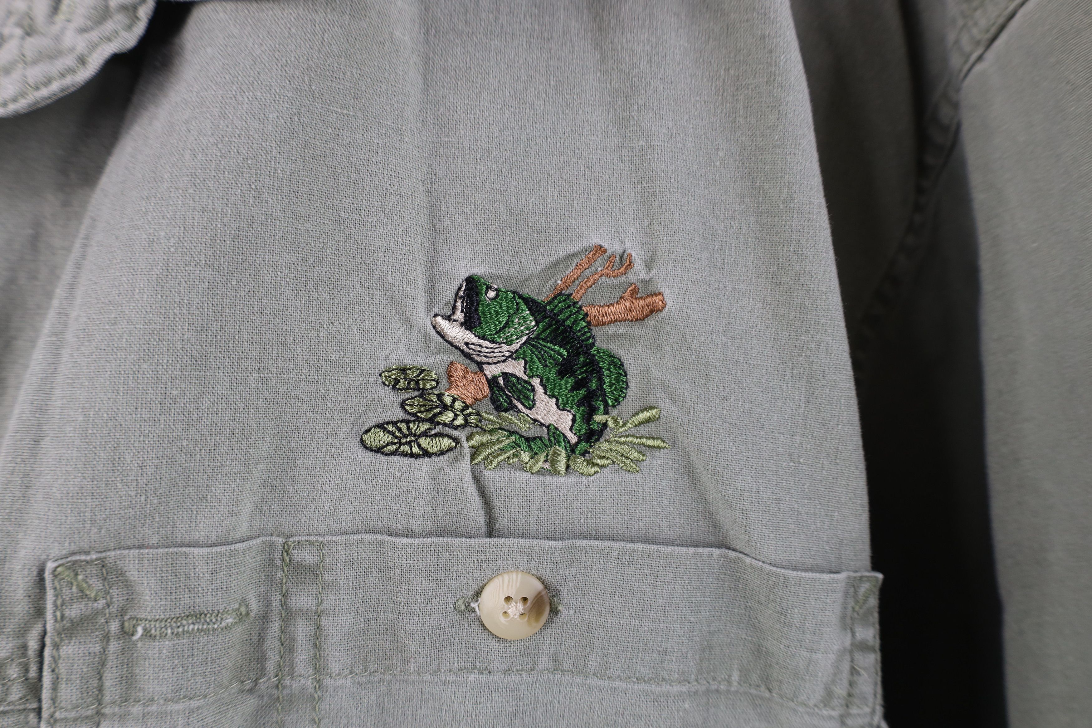 Vintage Vintage 90s Y2K Fishing Safari Button Shirt Green Cotton Size US XXL / EU 58 / 5 - 4 Thumbnail