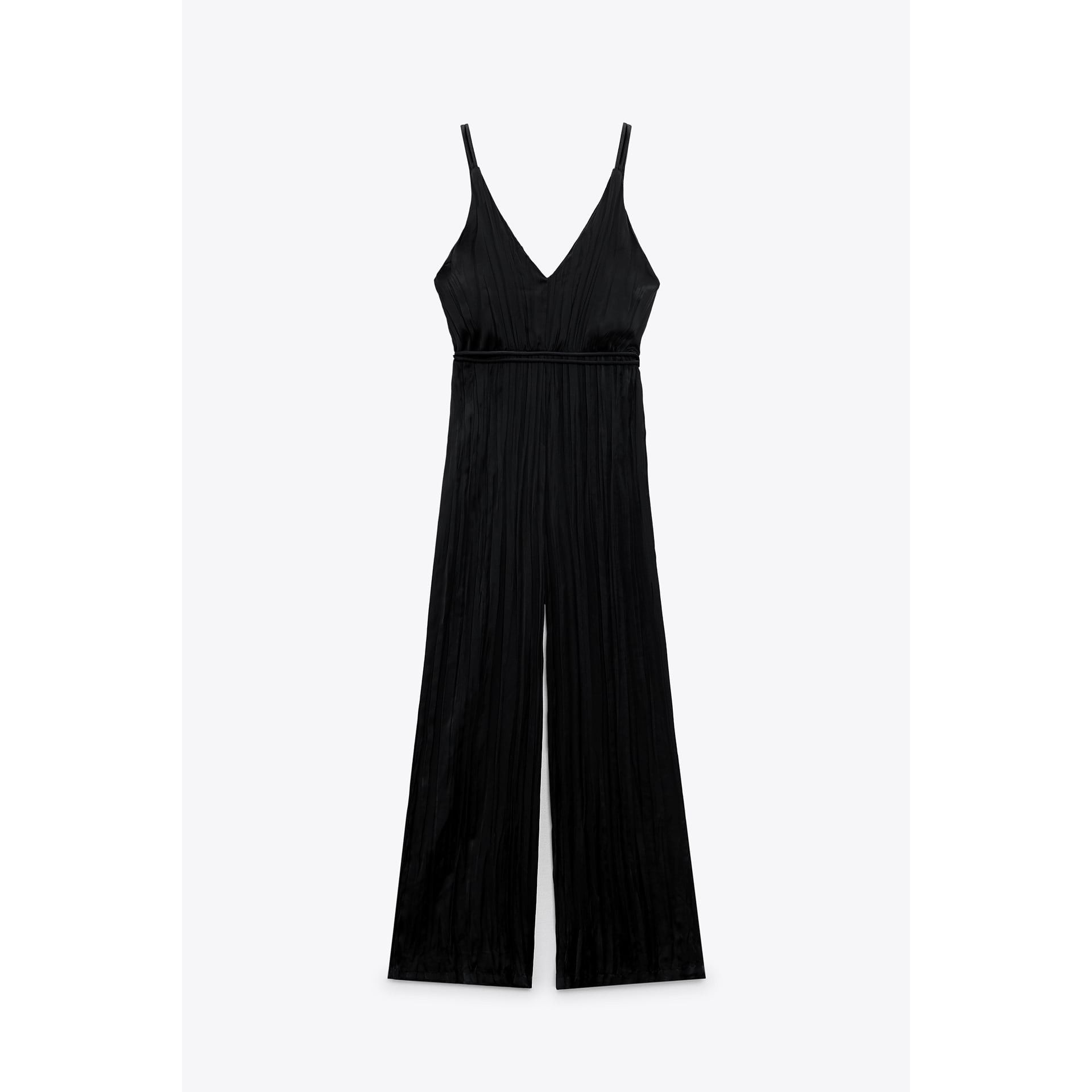 Zara Zara Black Silky V-Neck Jumpsuit With Belt Size 27" / US 4 / IT 40 - 6 Thumbnail