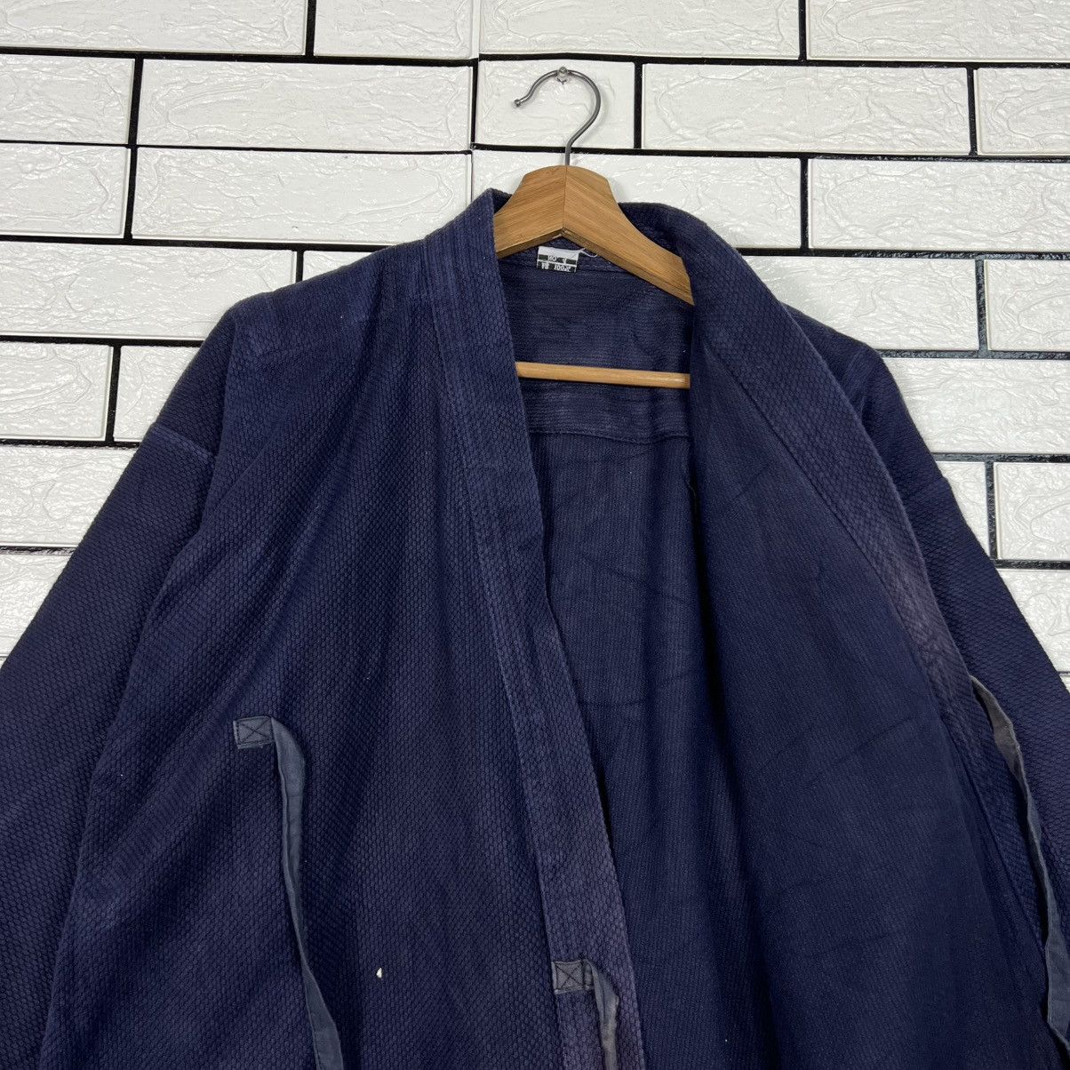 Vintage Japan Indigo Blue Sashiko Thick Weave Kimono #4154-C190 Size US L / EU 52-54 / 3 - 9 Thumbnail