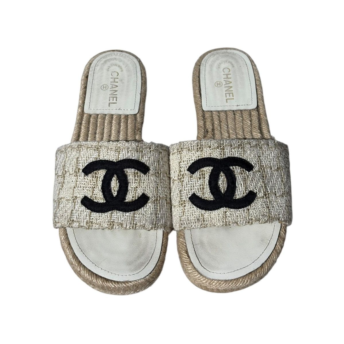 Chanel Tweed slip on sandal Size US 12 / IT 42 - 1 Thumbnail