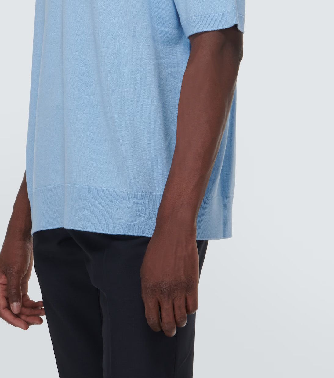 Burberry o1w1db10824 Wool And Silk Polo Shirt in Cool Denim Blue Size US L / EU 52-54 / 3 - 6 Thumbnail