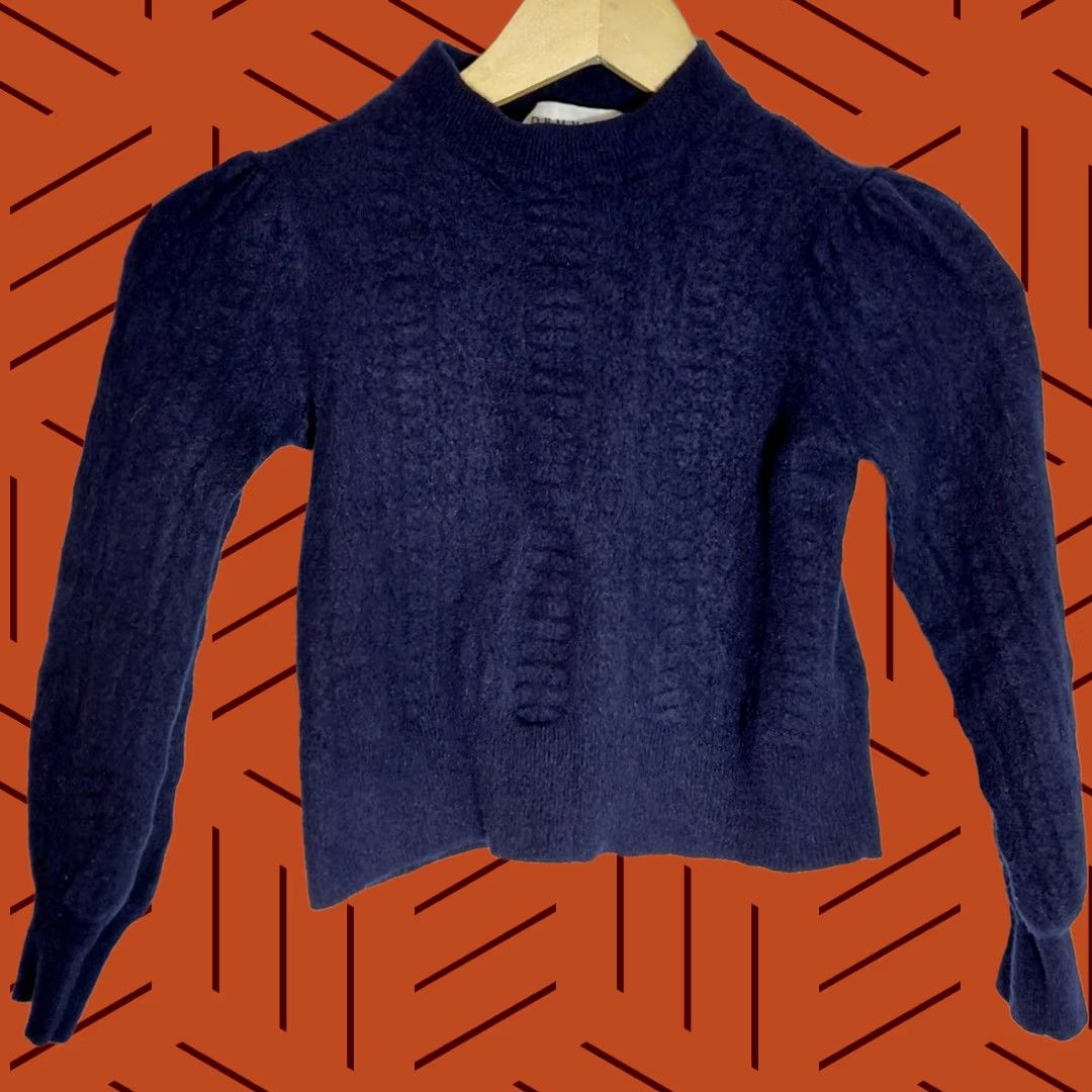 J.Crew DEMYLEE x J.Crew Wool Sweater Blue Solid 100% Wool Size M Womens Crew Neck Long Sleeve Pullover Casual Workwear KnIT 100% Merino Wool" Size M / US 6-8 / IT 42-44 - 1 Thumbnail
