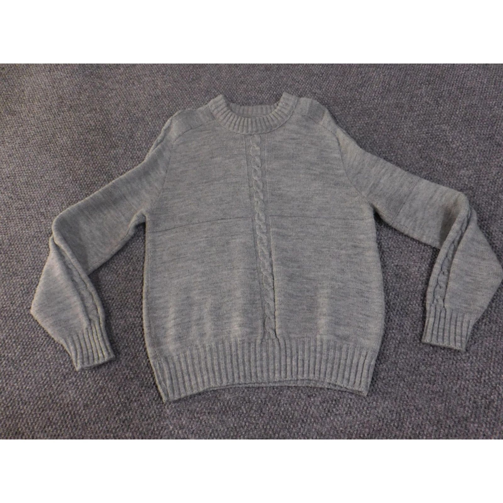 Vintage VINTAGE Lord Jeff Sweater Mens M Gray Cable Knit Crewneck Made USA Orlon Size US M / EU 48-50 / 2 - 4 Thumbnail