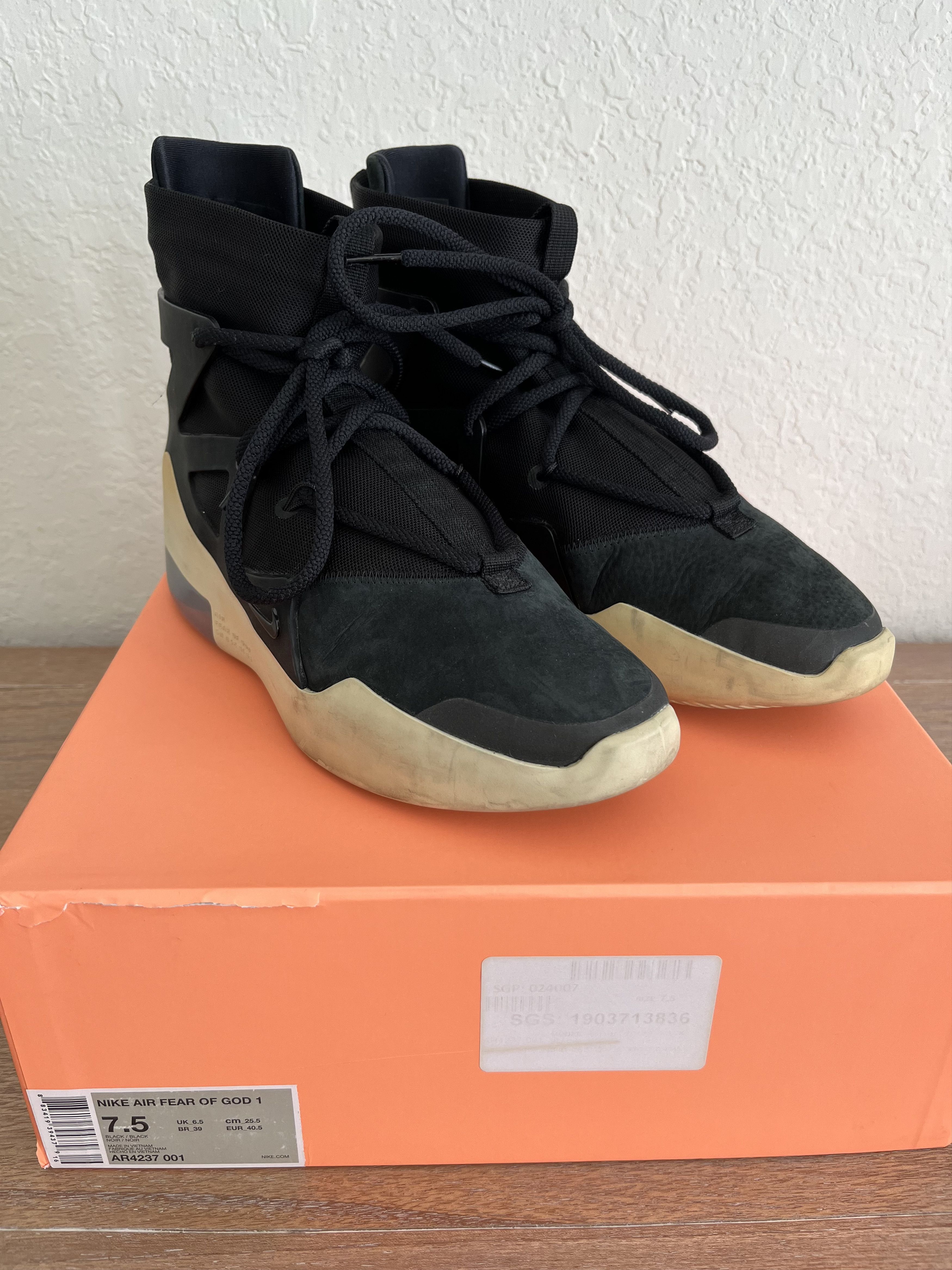 Fear of God × Nike Nike Air Fear of God 1 ‘Black’ Size US 7.5 / EU 40-41 - 1 Thumbnail