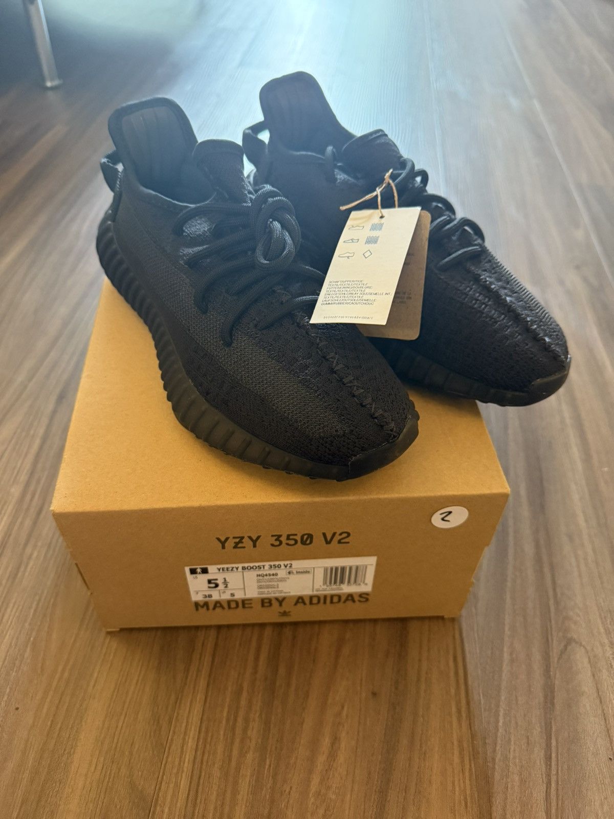 Adidas × Kanye West Adidas Yeezy Boost 350 V2 “Onyx” Black Men’s Size 5.5 Size US 5.5 / EU 38 - 1 Thumbnail