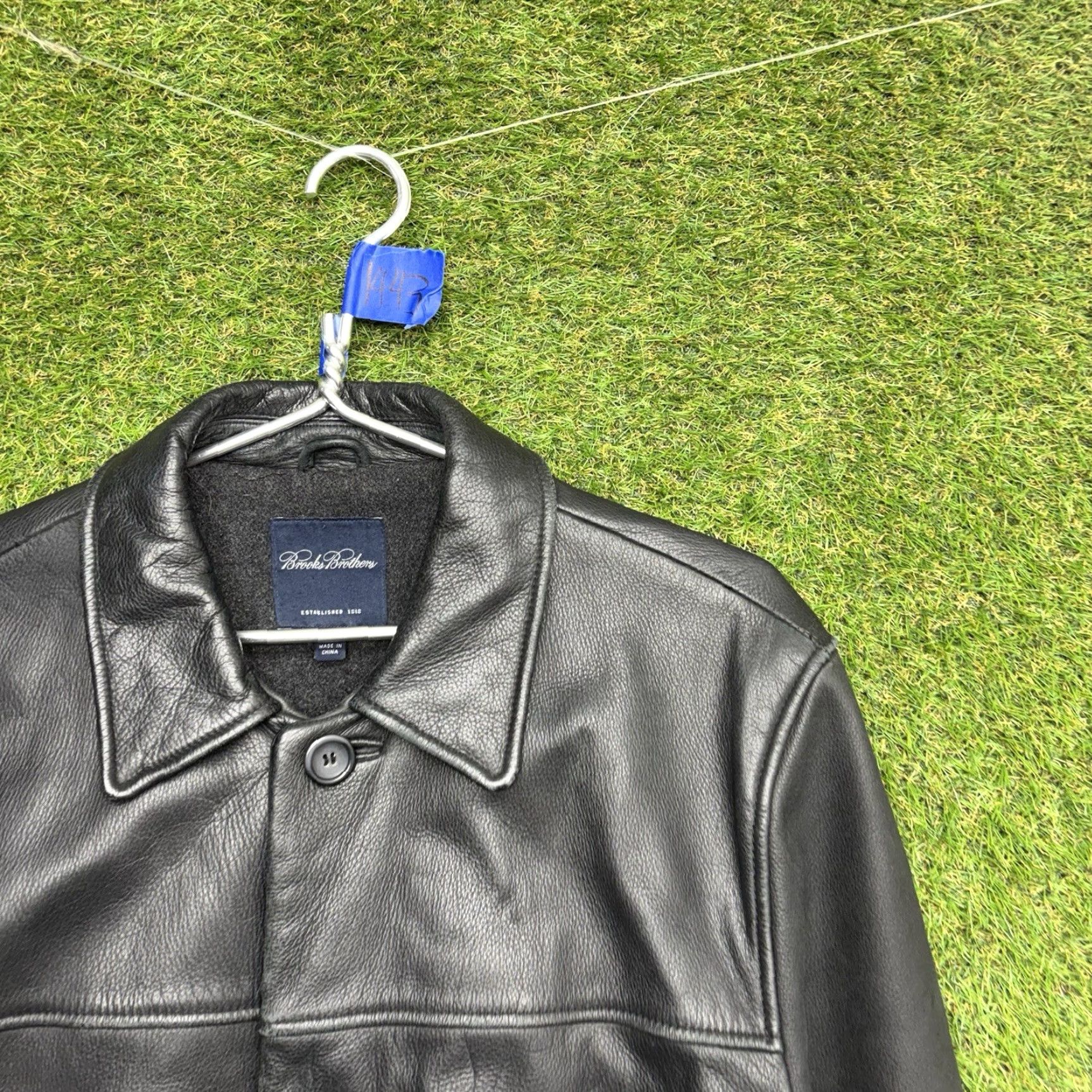 Brooks Brothers Brooks Brothers Leather Jacket Mens M Black Button Front Lined Wool Grunge Solid 346 Overcoat Jacket Size US M / EU 48-50 / 2 - 3 Thumbnail