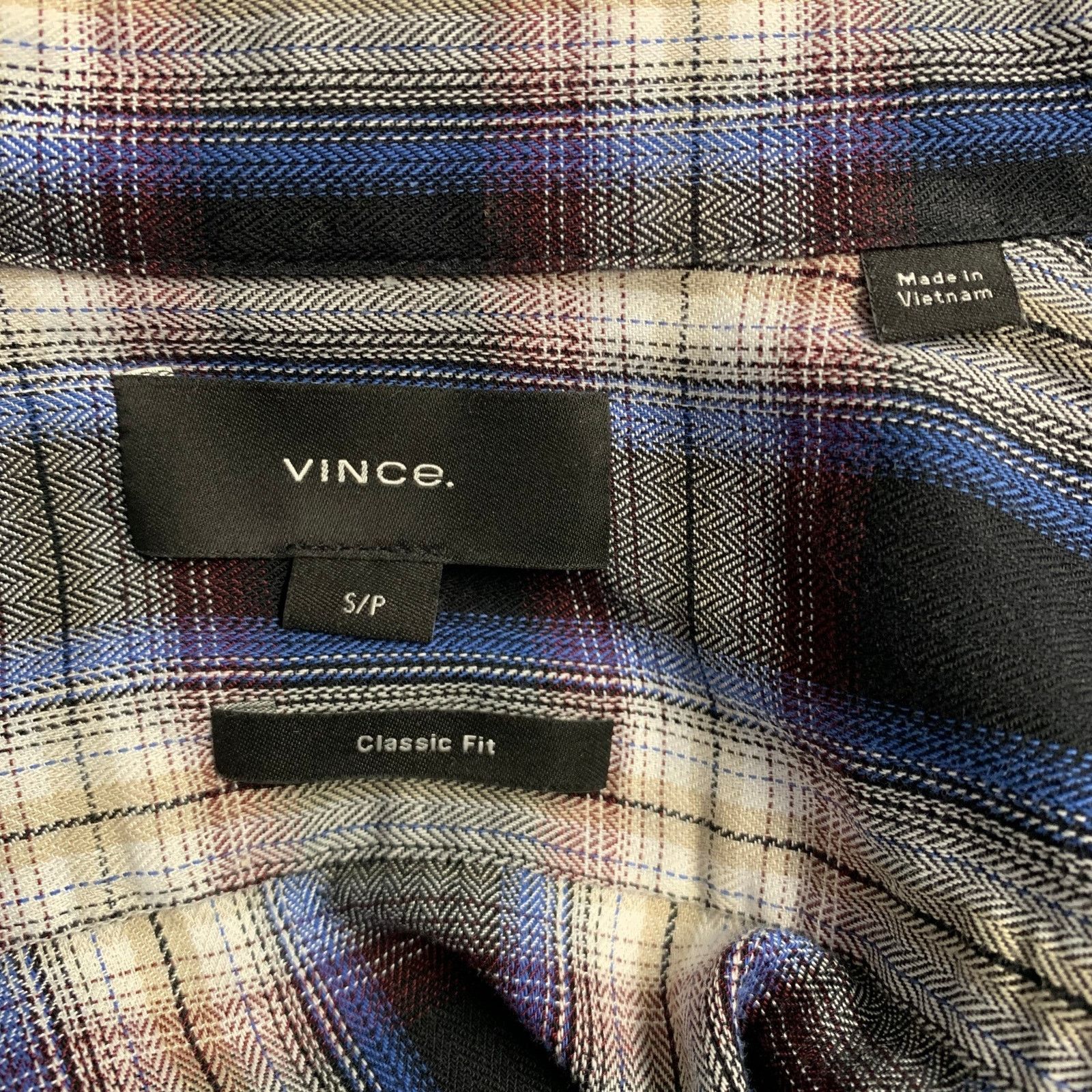 Vince Black Red Plaid Cotton Blend Spread Collar Long Sleeve Shirt Size US S / EU 44-46 / 1 - 5 Thumbnail