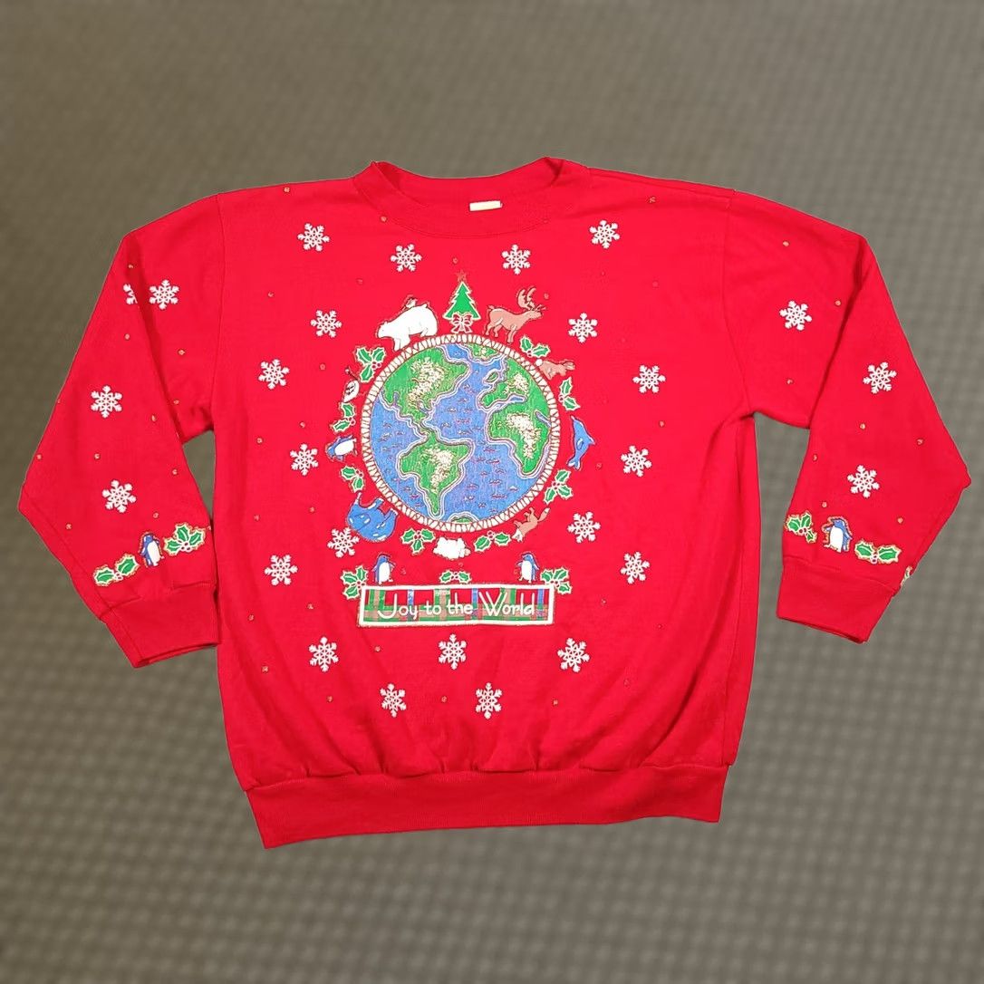 Vintage VINTAGE Holiday Time Shirt Mens M Red Christmas Sweatshirt Adults Acrylic Made USA Size US M / EU 48-50 / 2 - 1 Thumbnail