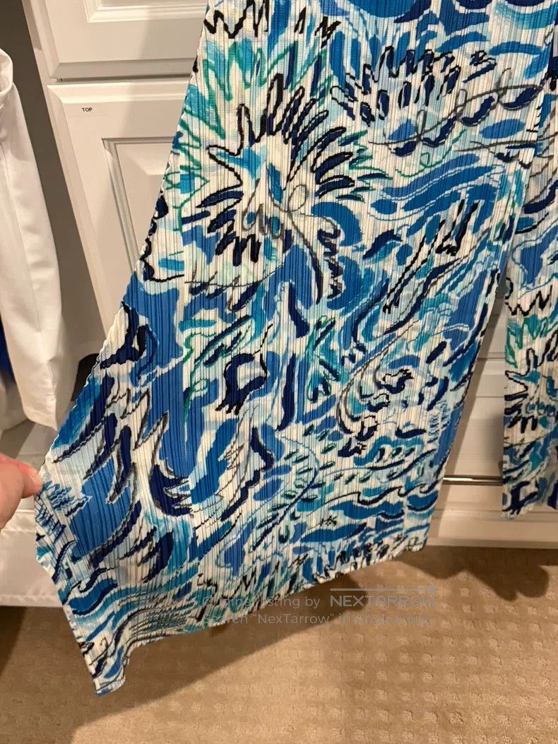 Issey Miyake Issey Miyake Blue and White Porcelain Wide-Leg Pants Size 26" / US 2 / IT 38 - 3 Thumbnail