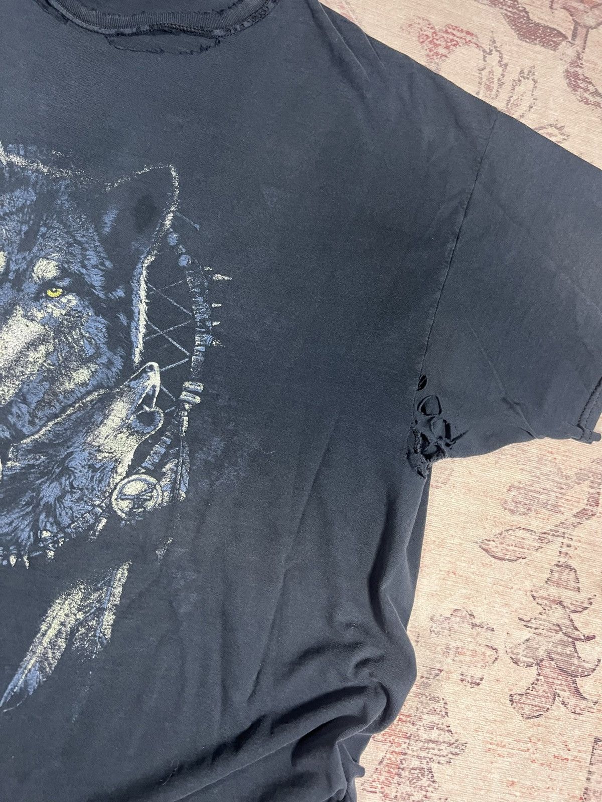 Habitat Vintage Y2K Faded Thrashed Wolf Dream Catcher Western Tee Size US XL / EU 56 / 4 - 3 Thumbnail