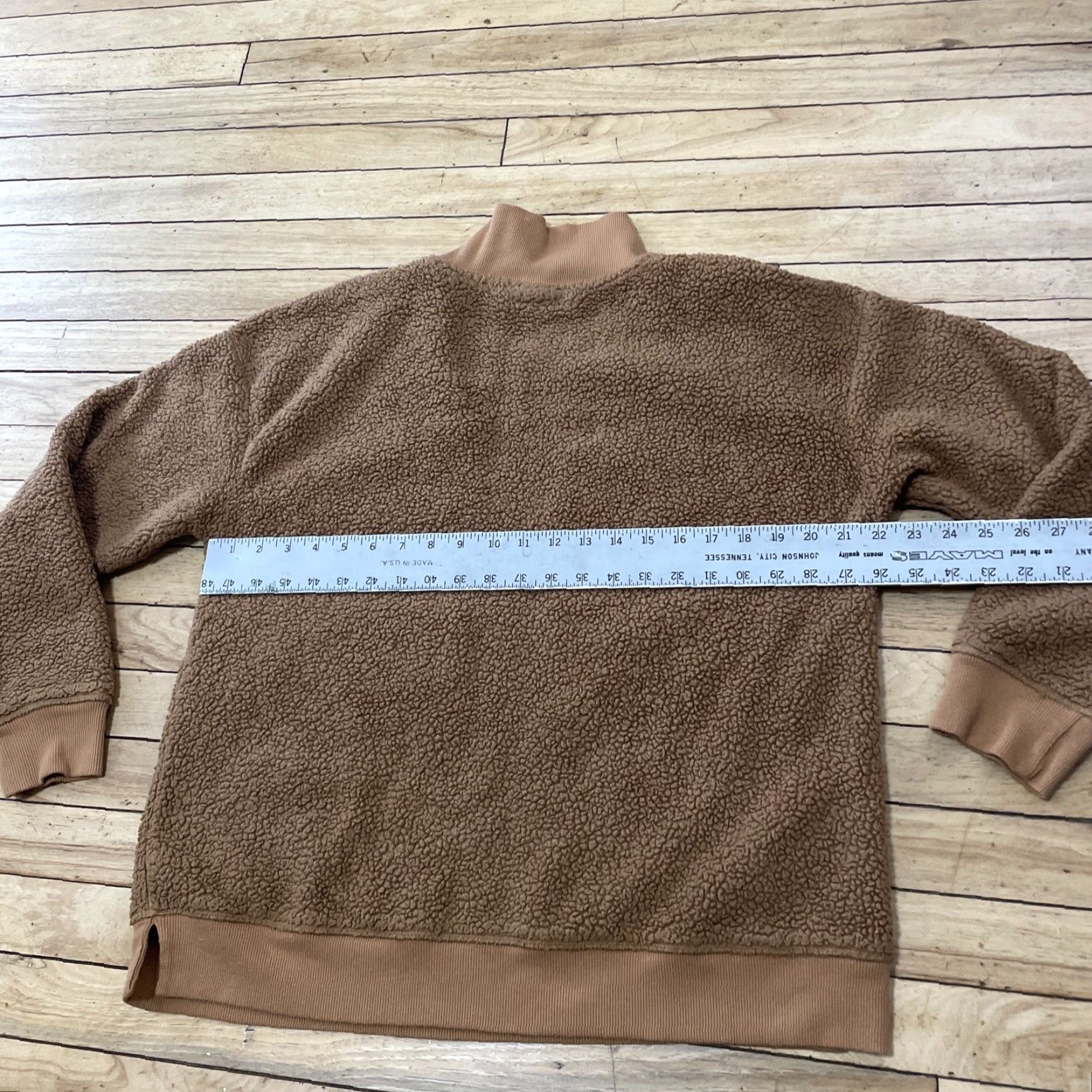 Vintage A.N.A. A New Approach Sherpa Fleece Sweater Women L 1/4 Zip Tan Western Deep Pile Casual Wear PullOver Brown Mock Neck Zipper Long Sleeve Size L / US 10 / IT 46 - 5 Thumbnail