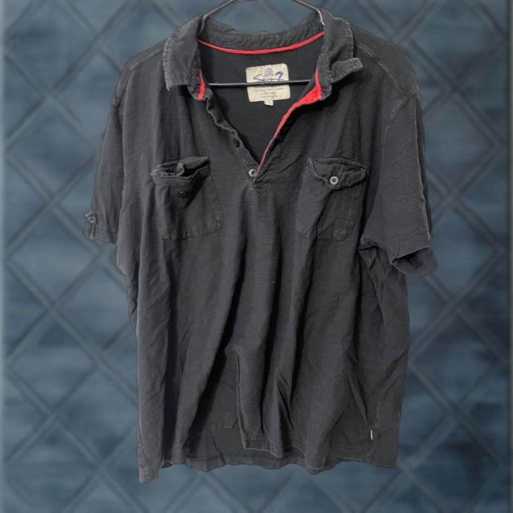 Vintage VINTAGE Seven7 Polo Shirt Shirt XL Black 40 in Chest Pockets Mens 4 Button Short Sleeve Collared 100% Cotton Polo Shirt 28 in length 1990s? Size US XL / EU 56 / 4 - 1 Thumbnail