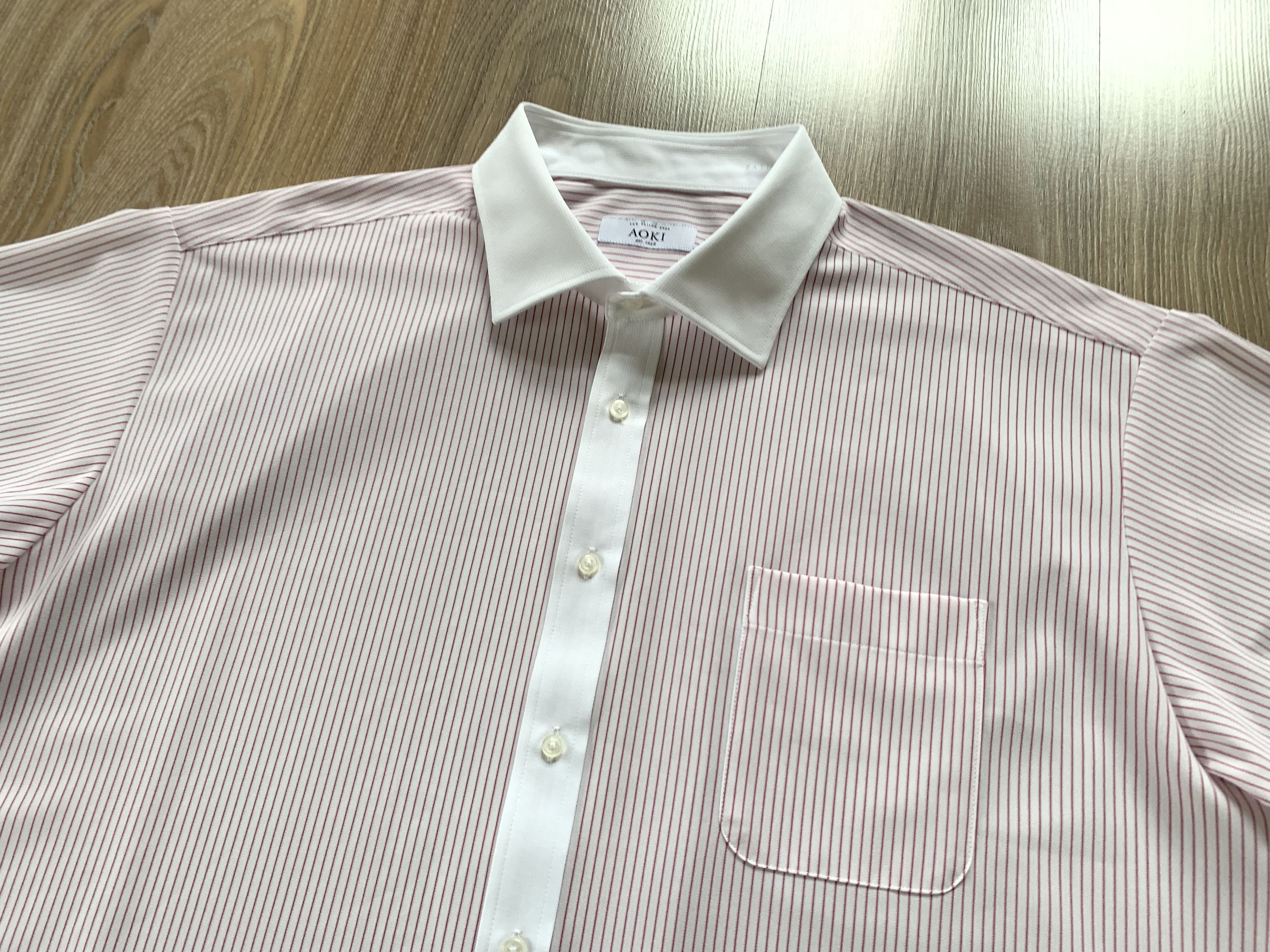 Japanese Brand Aoki Basic White Stripe Short Sleeve Japan Button Shirt Size US L / EU 52-54 / 3 - 4 Thumbnail