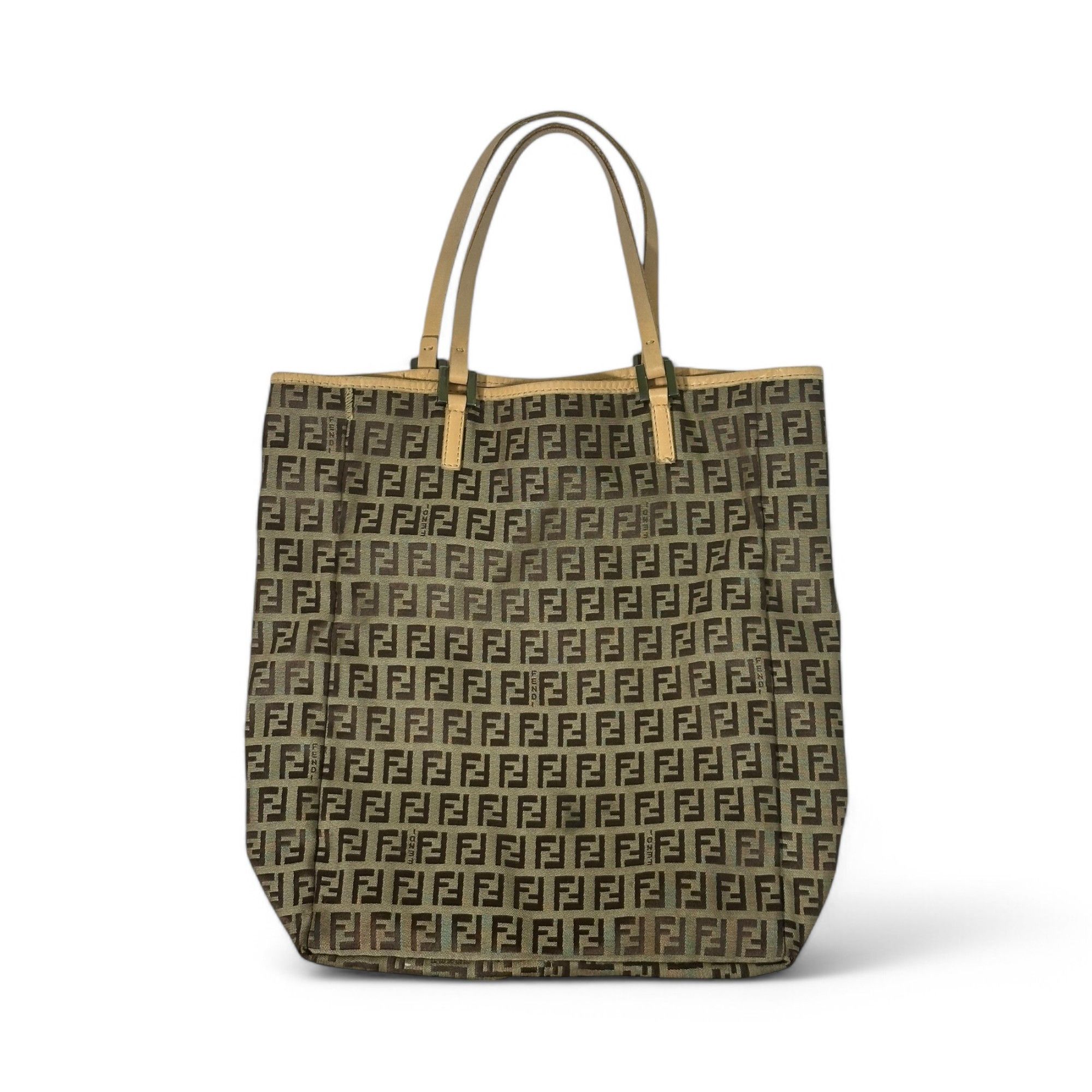 Fendi Fendi Zucchino Tote Bag Vintage FF Monogram Logo Cloth Beige Size ONE SIZE - 1 Thumbnail