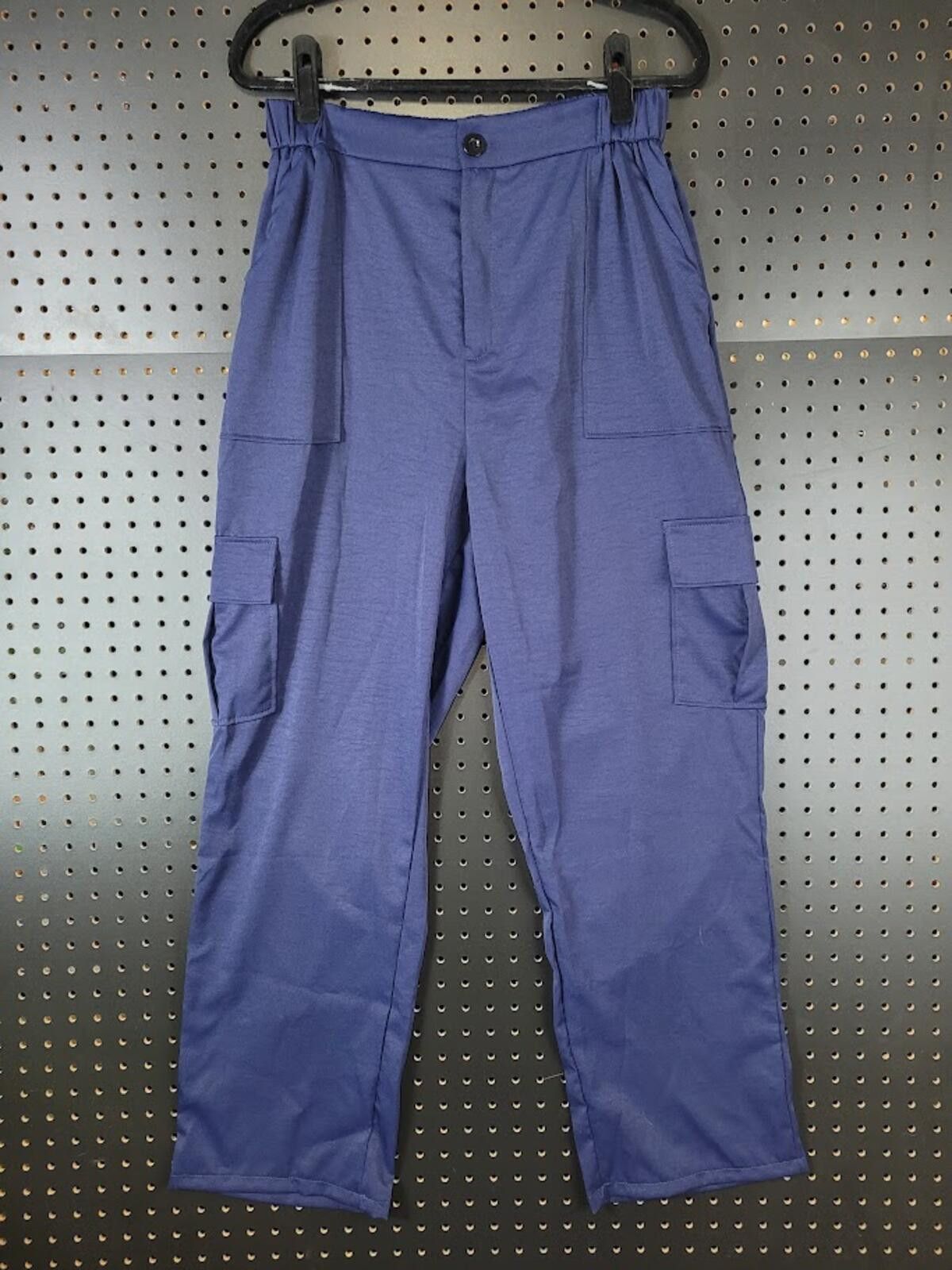 The Unbranded Brand Stylish Blue Cargo Pants with Elastic Waistband - XL Size US 36 / EU 52 - 1 Thumbnail