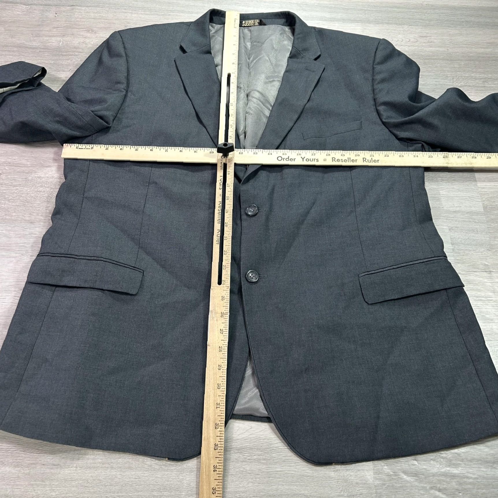Vintage Caravelli Suit Mens 50R Jacket 42x26 Pants Gray Solid 2 Piece Dress Business Size 50R - 7 Thumbnail