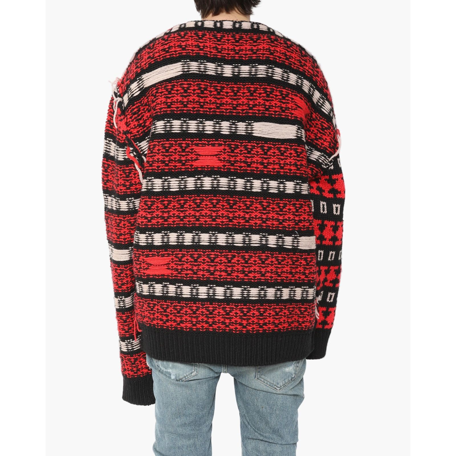 Calvin Klein 205W39NYC FW18 Asymetrical Inside Out Knit in Black & Red Wool Size US S / EU 44-46 / 1 - 2 Thumbnail