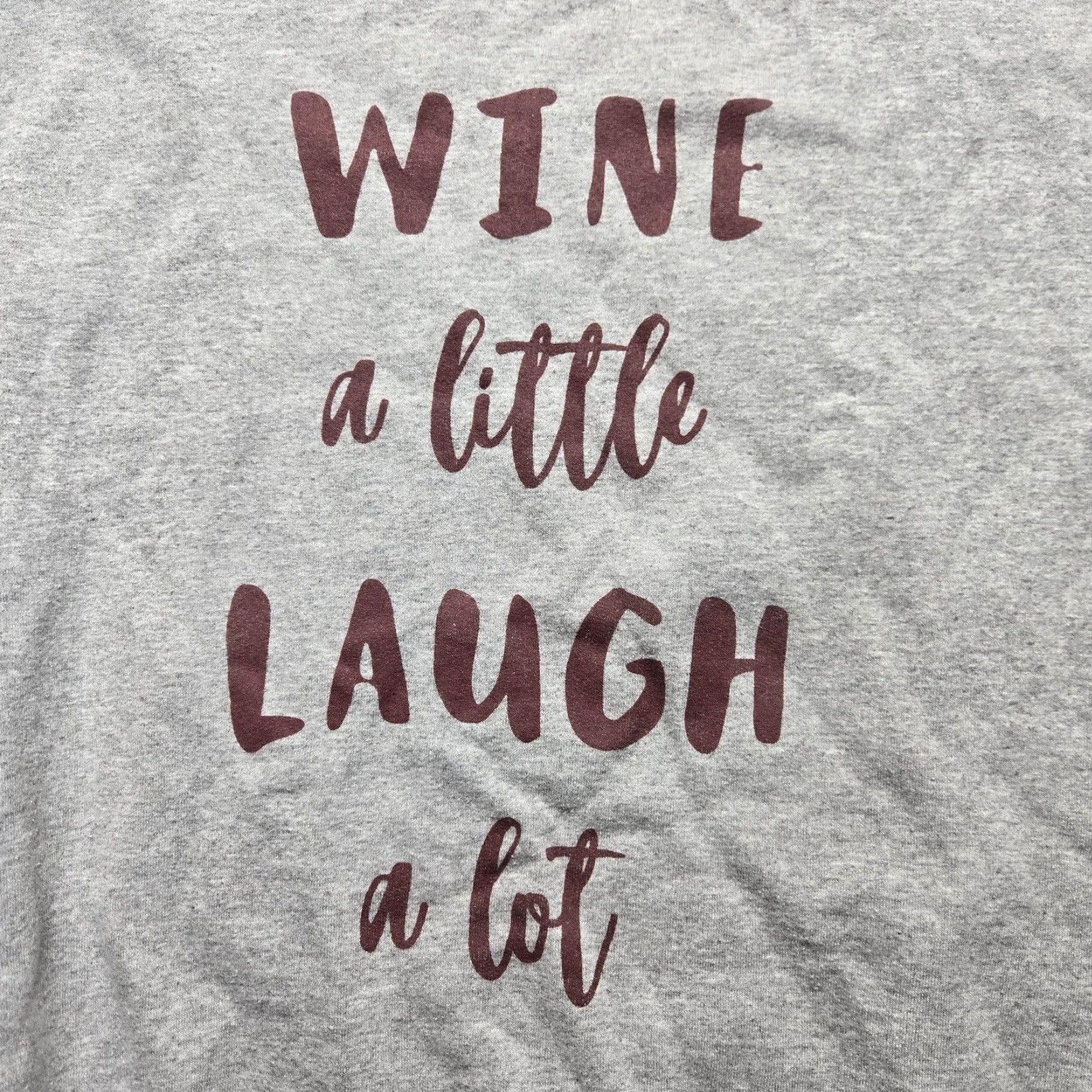 Vintage Vintage Unisex Gray Pullover Sweater L "Wine a Little Laugh a Lot" Long Sleeve Adult Clothing Size L / US 10 / IT 46 - 2 Thumbnail