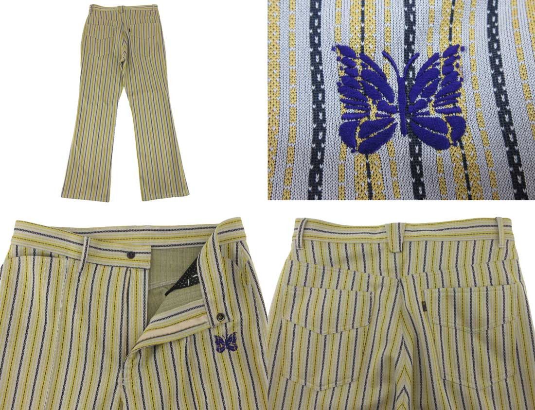 Needles Casual Pants Boot-Cut Jean Poly Striped Slacks Yellow Size US 34 / EU 50 - 2 Thumbnail