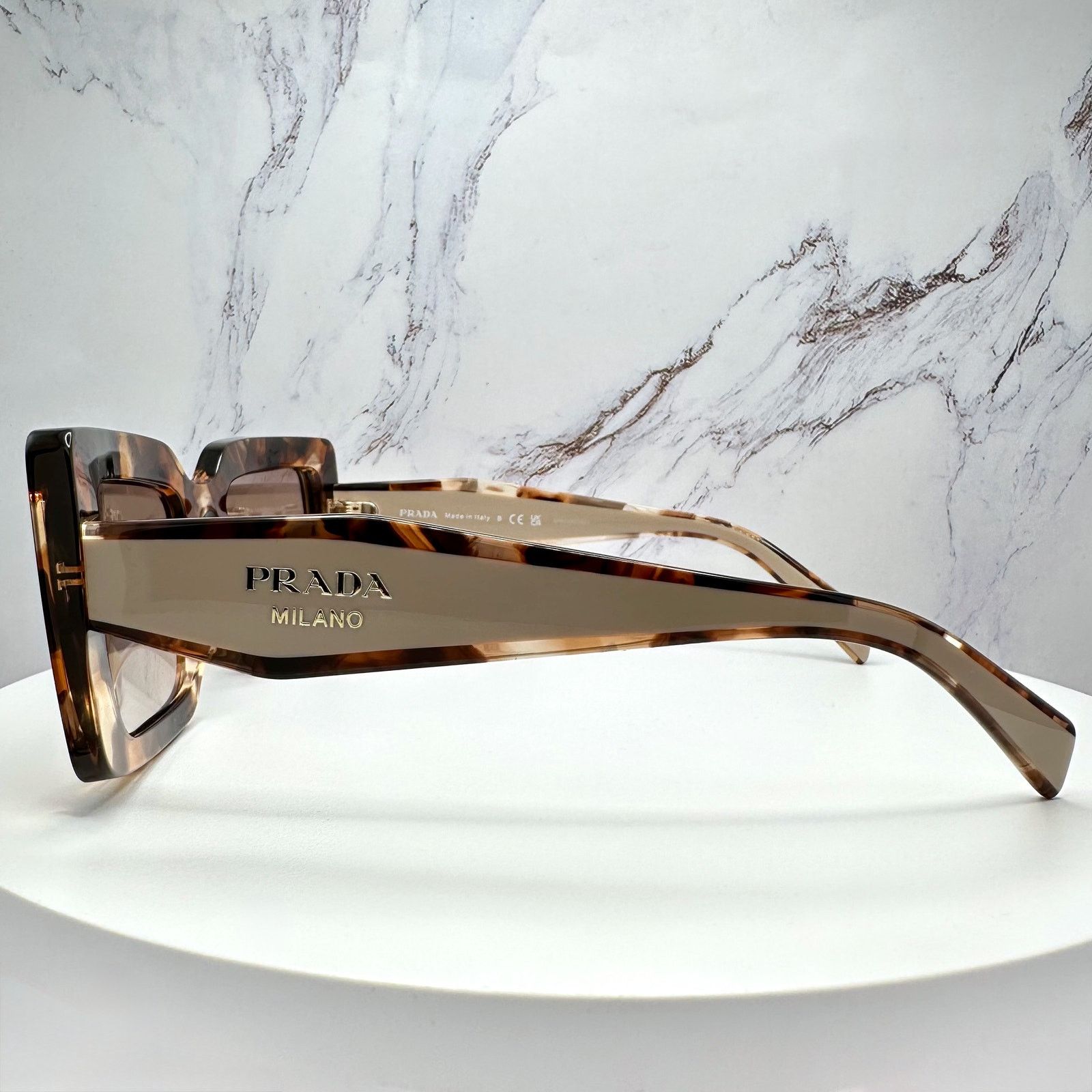 Prada New PRADA Sunglasses Brown Beige Caramel Gold Symbole Size ONE SIZE - 4 Thumbnail