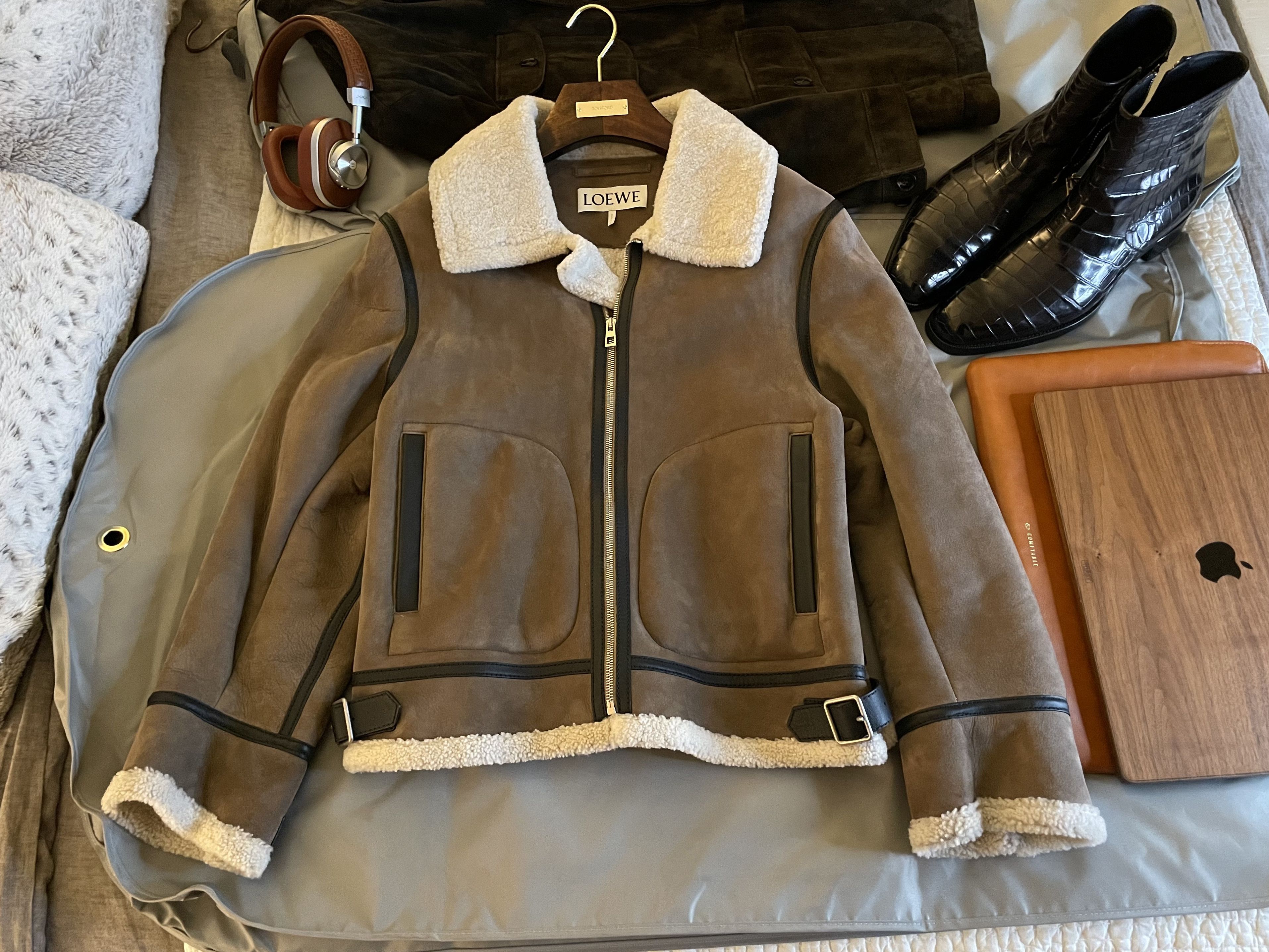 Loewe Coveted Rare $7,000 w/tax Suede Shearling Aviator Jacket Size US M / EU 48-50 / 2 - 18 Thumbnail