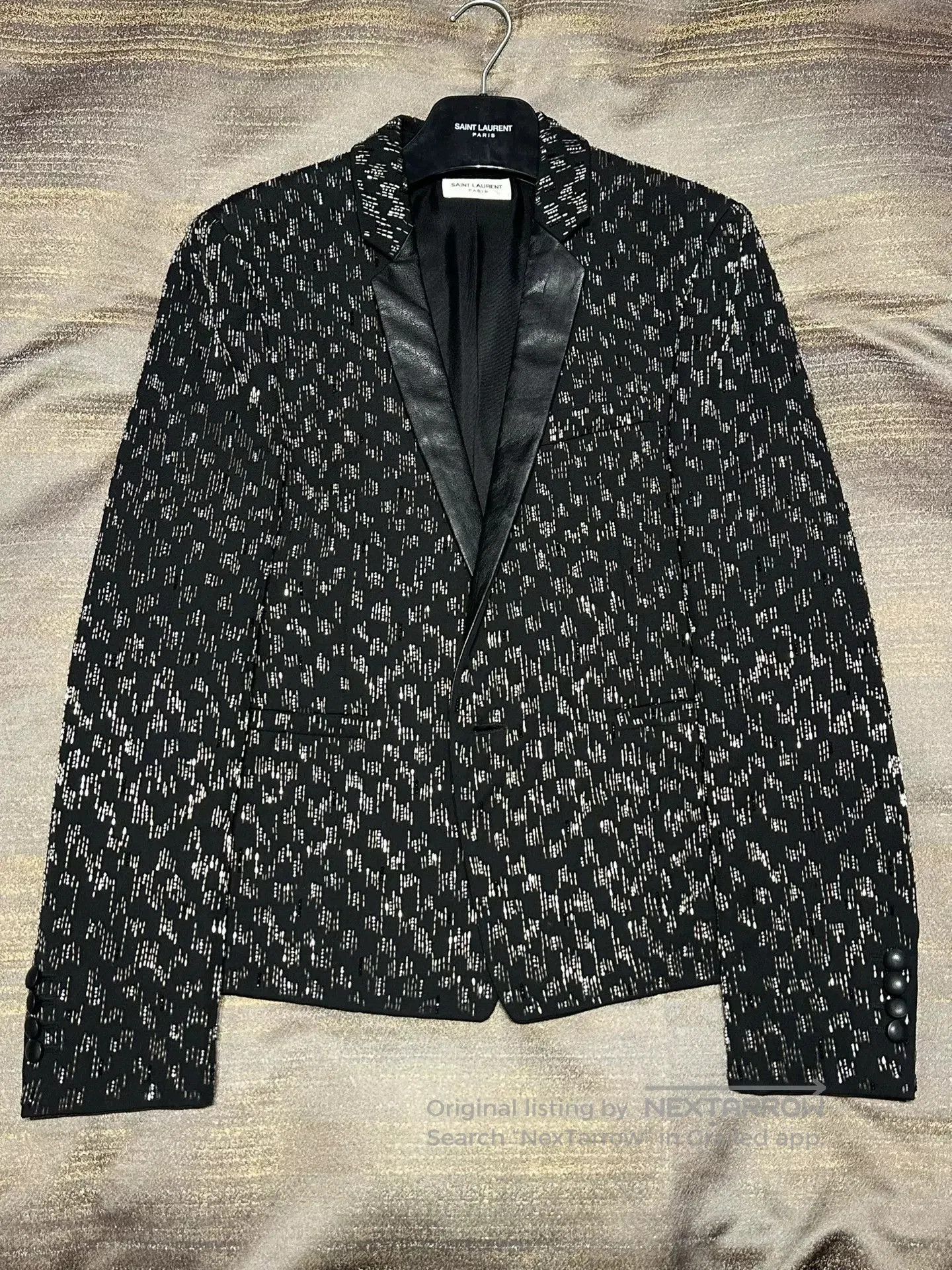 Saint Laurent Paris Saint Laurent Black Houndstooth Embroidered Jacket. Size US M / EU 48-50 / 2 - 1 Thumbnail