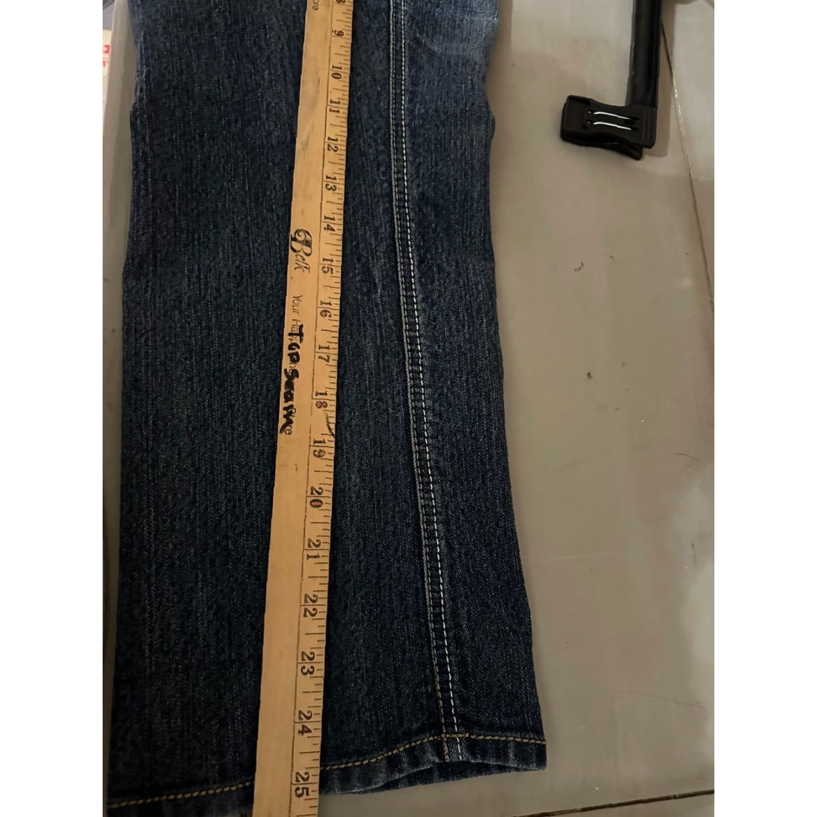 Vintage Democracy Jeans Women Size 12 Slim Straight Flood Embroidery Blue Denim Slimming Straight Women's Jeans Size 34" / US 12 / IT 48 - 4 Thumbnail