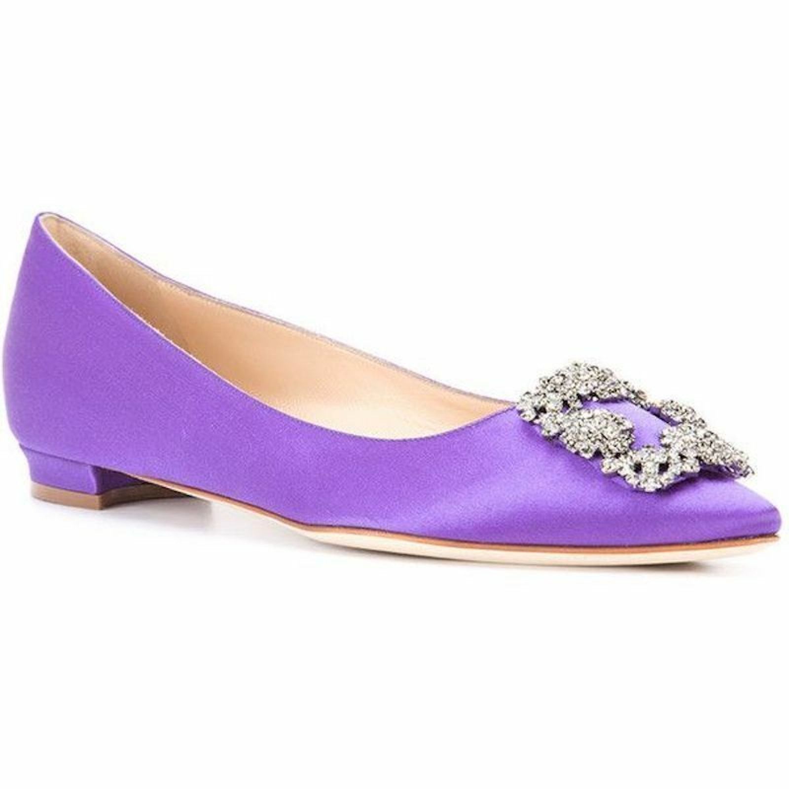 Manolo Blahnik Hangisi Satin Jewel Buckle Ballerina Ballet Flat 38 Size US 8 / IT 38 - 1 Thumbnail