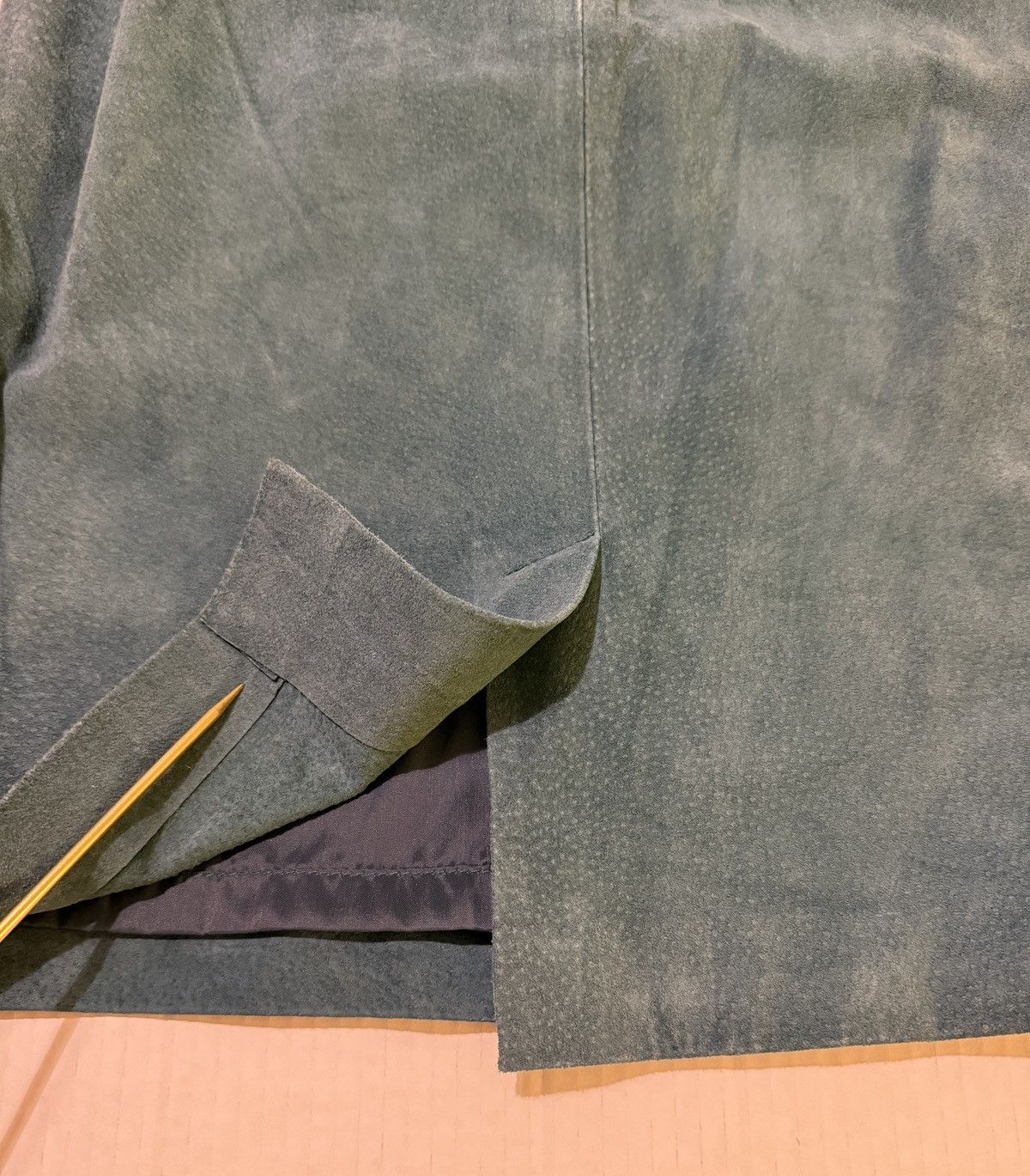 Vintage Petite Illustrations Teal Vtg Leather Suede Pencil Skirt Size 30" / US 8 / IT 44 - 7 Thumbnail