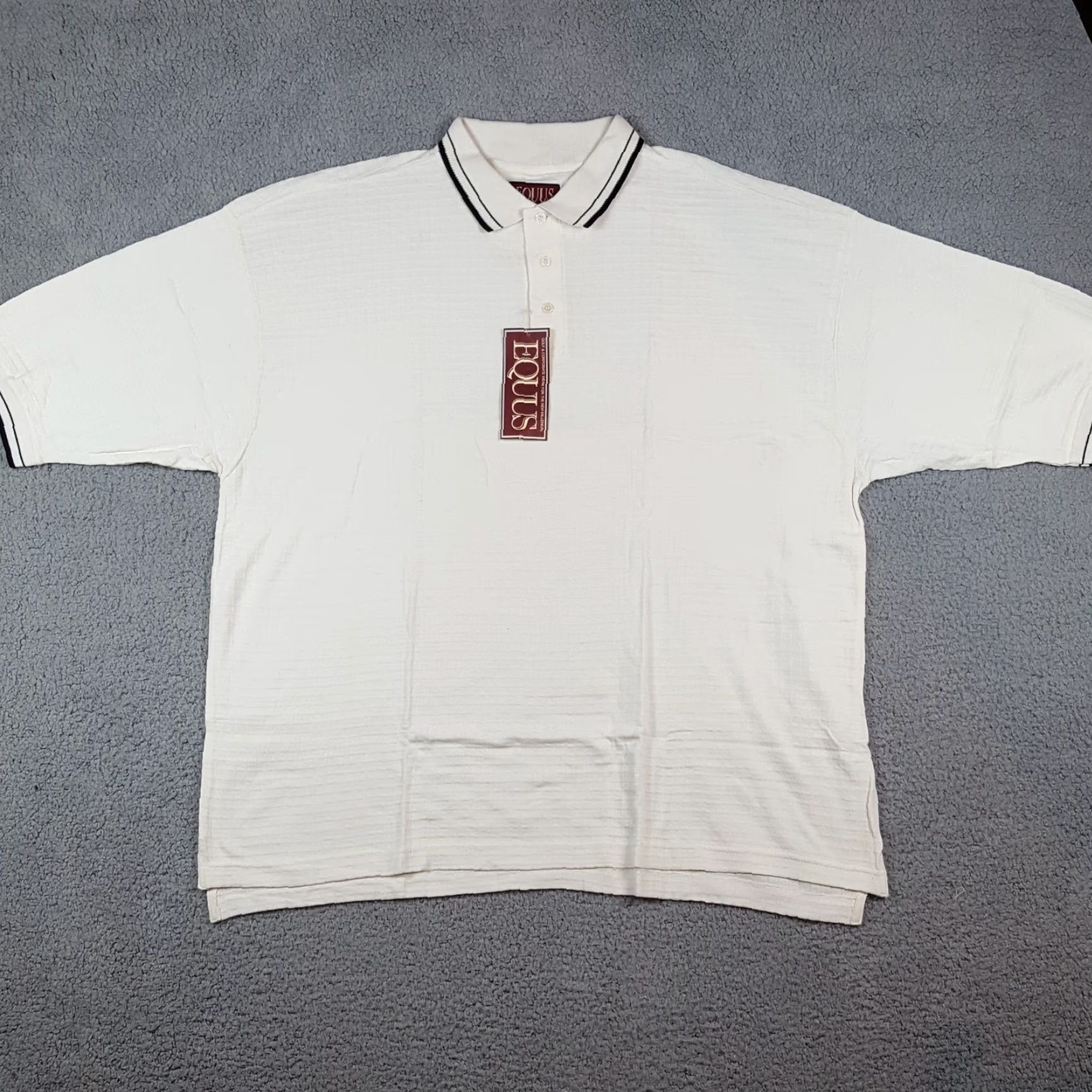 Vintage VINTAGE Equus White Checked Polo Shirt 2XL Relaxed Fit Short Sleeve Collared Casual Golf 90s Mens Size US XXL / EU 58 / 5 - 2 Thumbnail