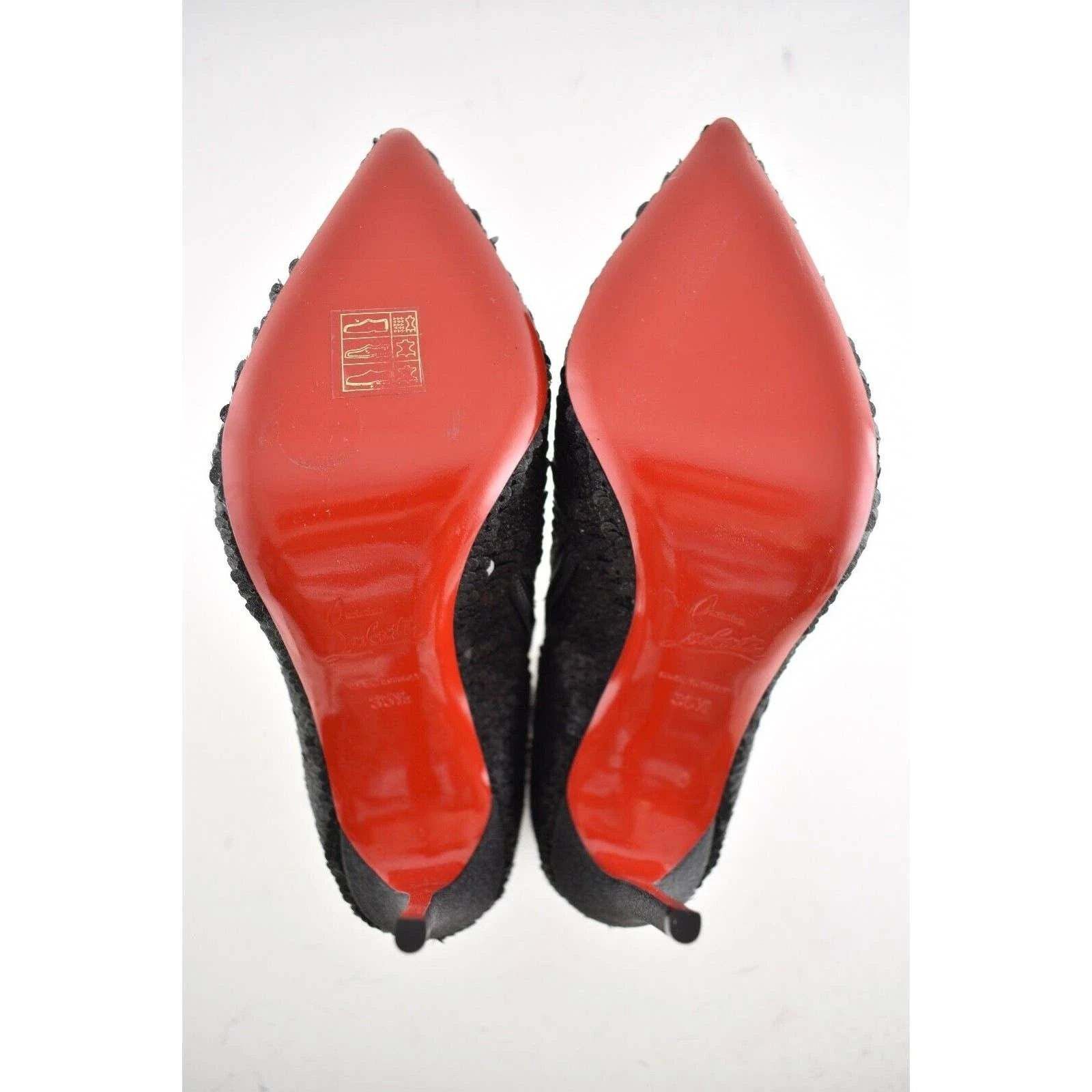 Christian Louboutin Christian Louboutin Moulakate 100 Black Sequin Glitter Heel Size US 5.5 / IT 35.5 - 12 Thumbnail