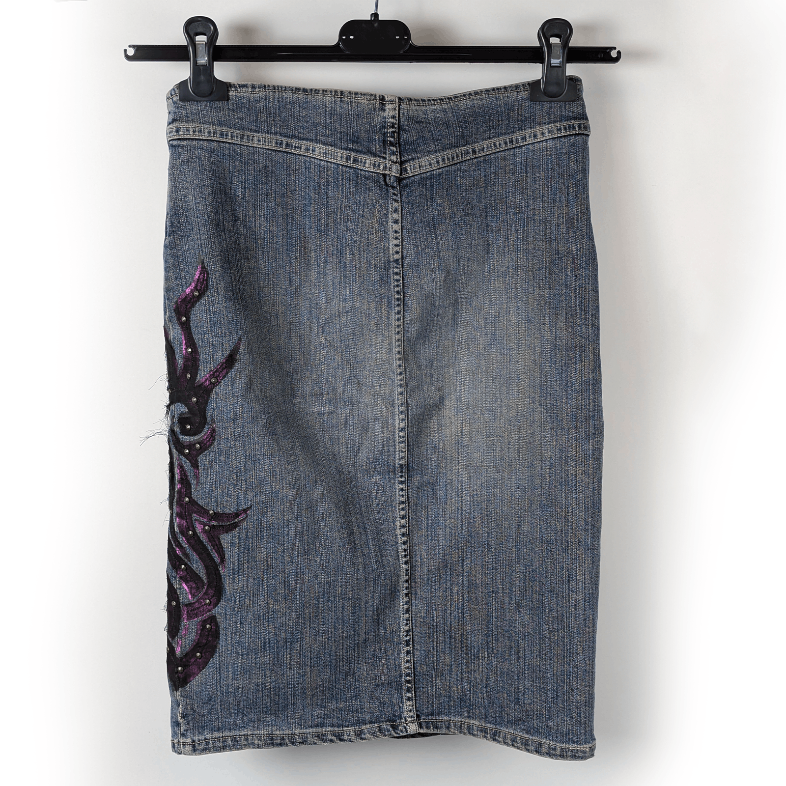Versace Jeans Couture Versace Y2K Rhinestone Tribal Vintage 00s Denim Skirt 28/S-M Size 28" / US 6 / IT 42 - 4 Thumbnail