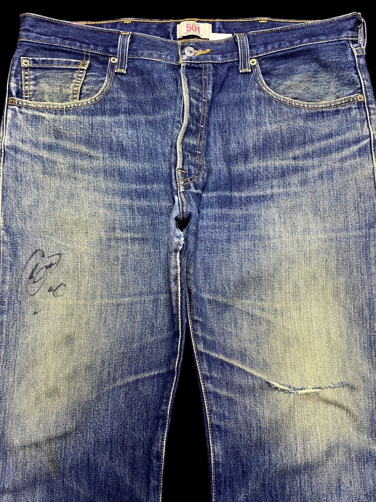 Levi's Vintage Levis 501 Y2K Mud Wash Distressed Jeans Size US 38 / EU 54 - 3 Thumbnail