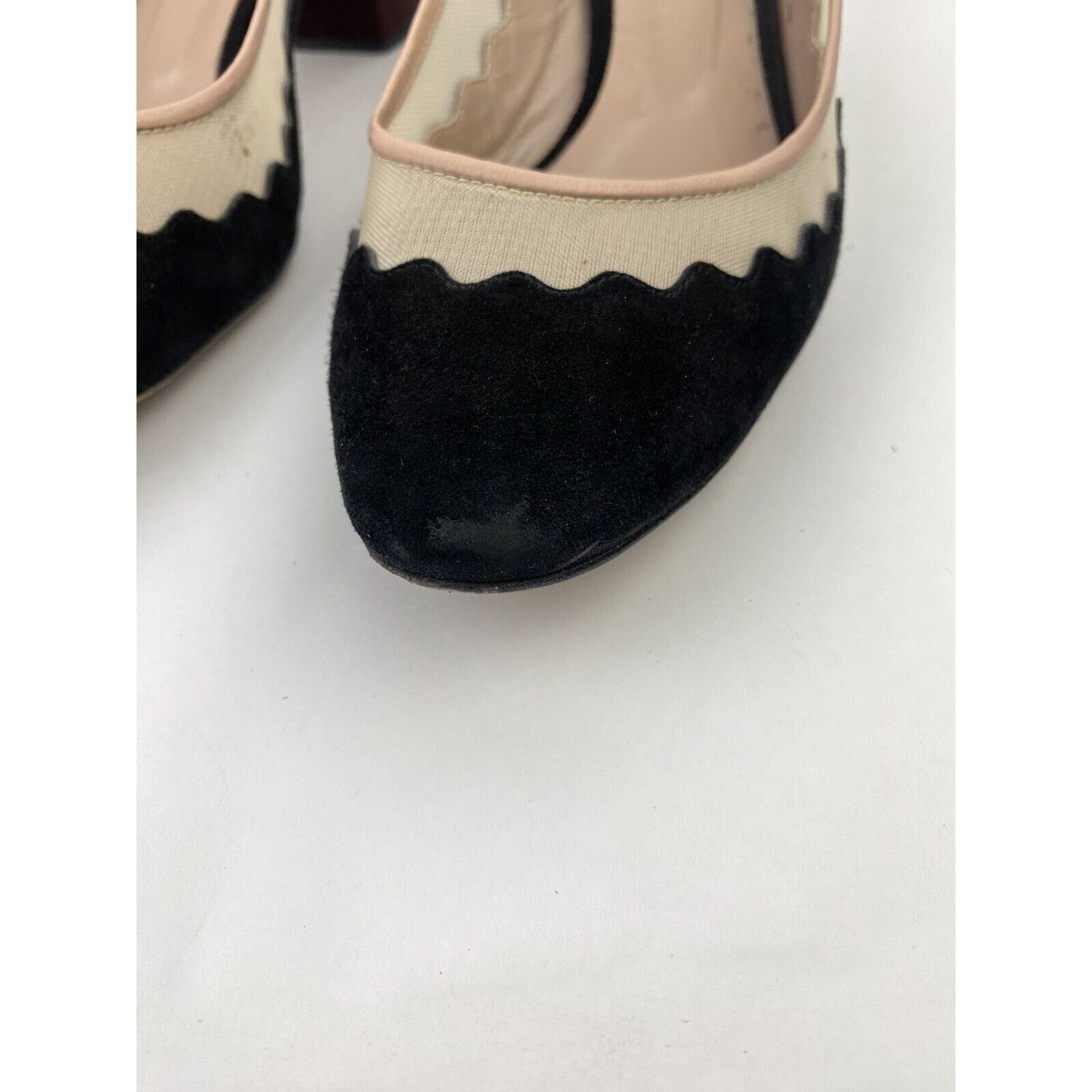 Chloe Chloe Suede Leather Mesh Black Burgundy Heel Pumps Size 38.5 Size US 8 / IT 38 - 4 Thumbnail