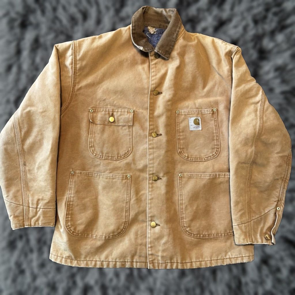 Carhartt VINTAGE Carhartt Canvas Work Jacket 44 Brown Blanket Lined 80s 70s Men Regular Size 44 Jacket Size US S / EU 44-46 / 1 - 1 Thumbnail
