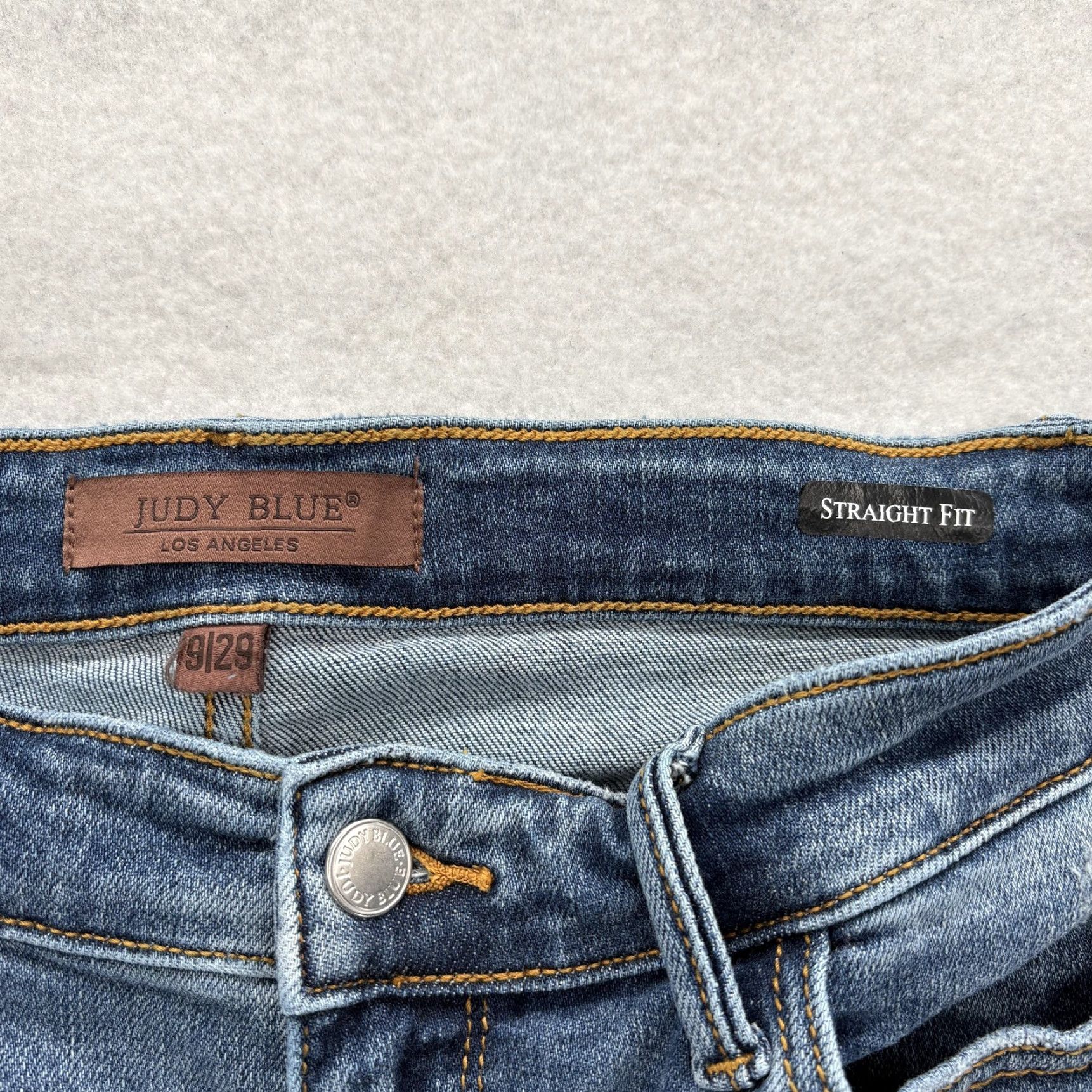Vintage Judy Blue Jeans Womens 29 Straight High Rise Distressed Fringe Denim Blue 5-Pocket Comfort Stretch Mens? Women? Size 29" - 4 Thumbnail