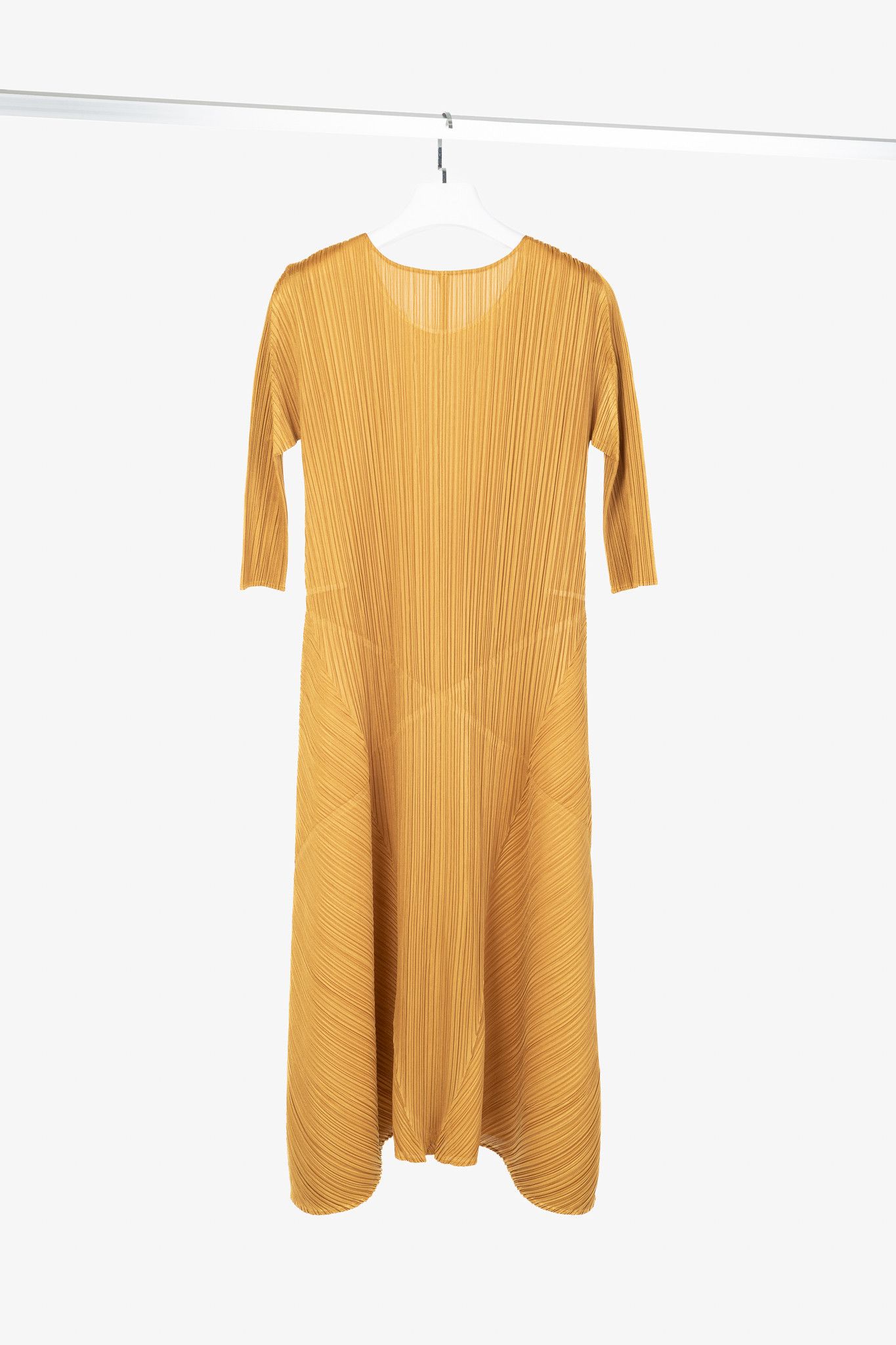 Pleats Please Issey Miyake Pleats Please Issey Miyake Orange 3/4-Sleeve Midi Dress Size L / US 10 / IT 46 - 2 Thumbnail