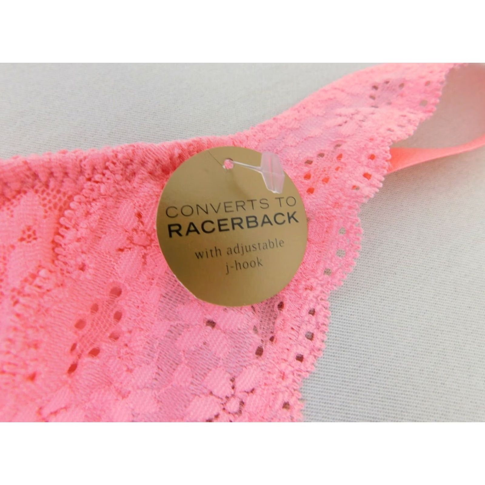 Vintage Wacoal Bra 30 Conch Shell Pink Wire-Free Lace Plunge Bralette 811205 Womens Size ONE SIZE - 3 Thumbnail