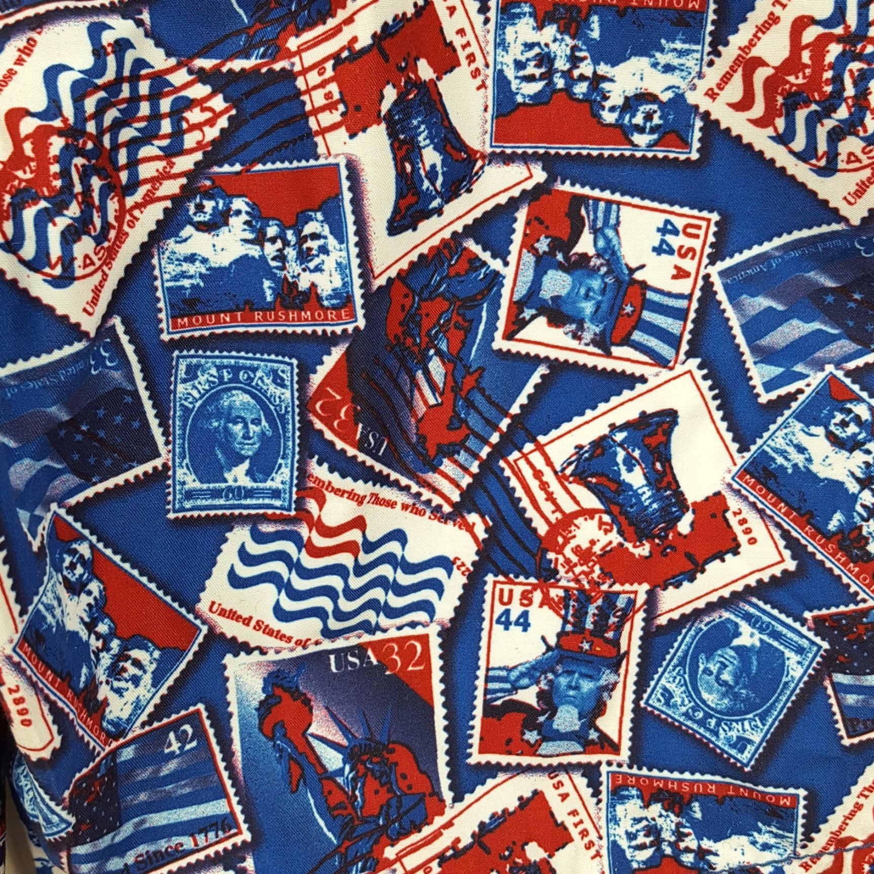 Vintage American Flag Patriotic Stamp Retro Print Mens Board Shorts Swimming Trunks Size S Blue USA Pattern All Over Print Islander Bottoms Swim Shorts Size US 29 - 6 Thumbnail