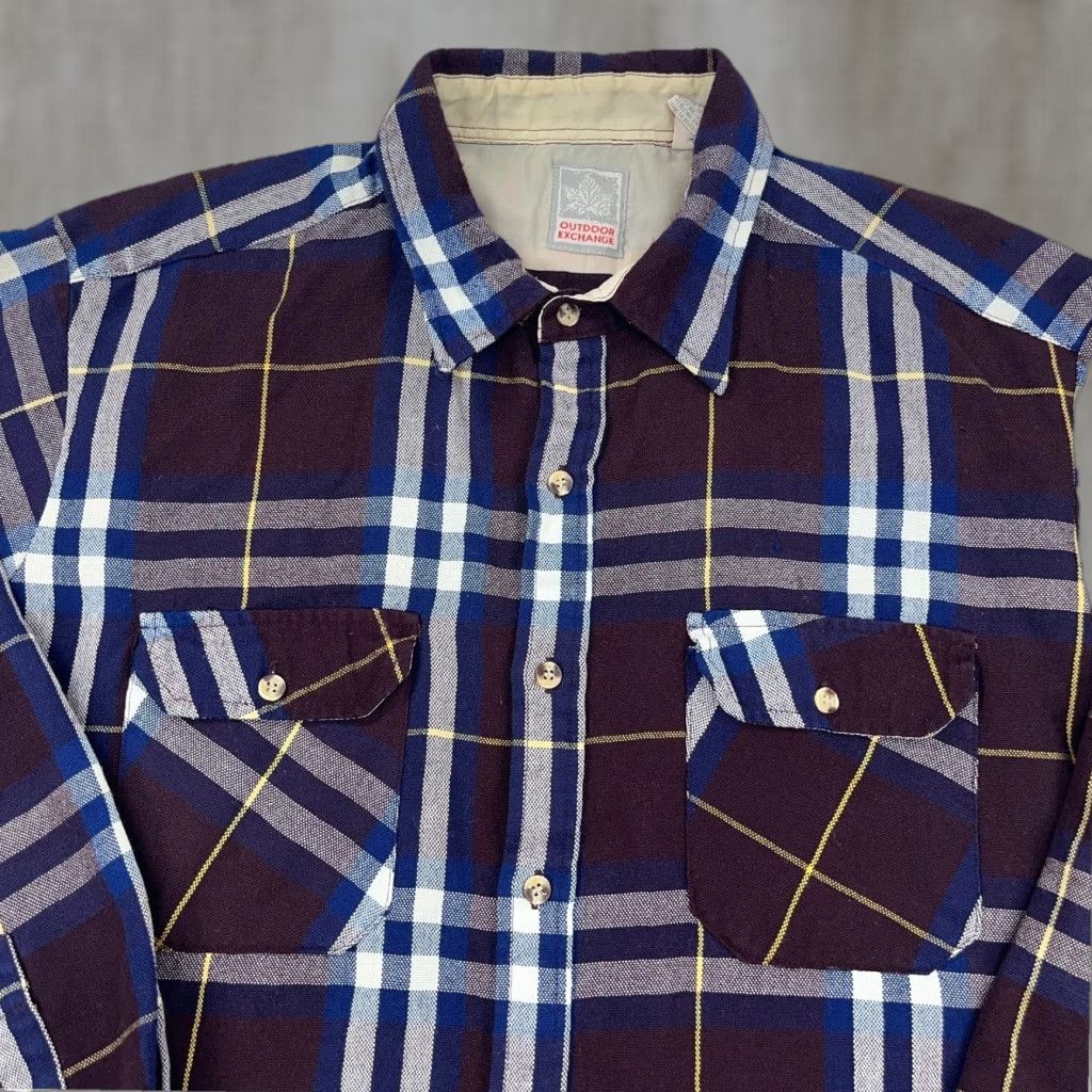 Vintage VINTAGE Outdoor Exchange Shirt Men XL Purple Plaid Button Up 80s Acrylic Flannel Size US XL / EU 56 / 4 - 1 Thumbnail