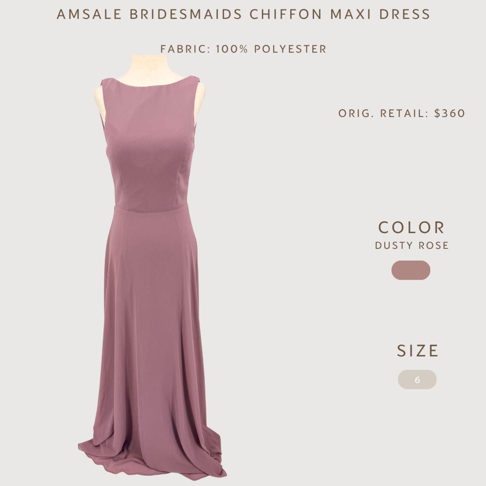 Other Amsale Bridesmaid Chiffon Maxi Dress Dusty Rose 6 Size M / US 6-8 / IT 42-44 - 2 Thumbnail