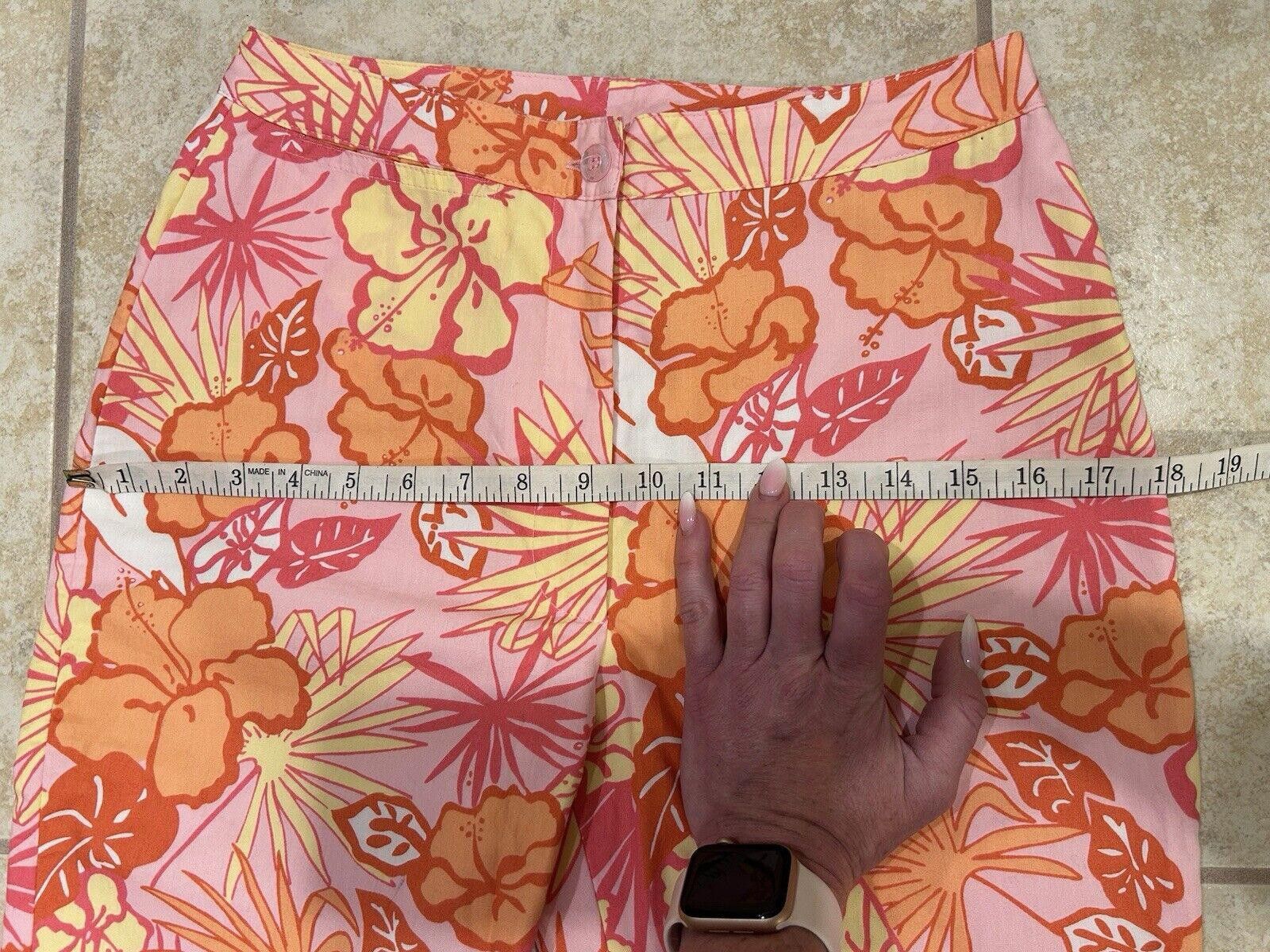 Designer LILLY PULITZER Floral Capri Crop Pants Size 2 Orange/Pink Size 26" / US 2 / IT 38 - 9 Thumbnail
