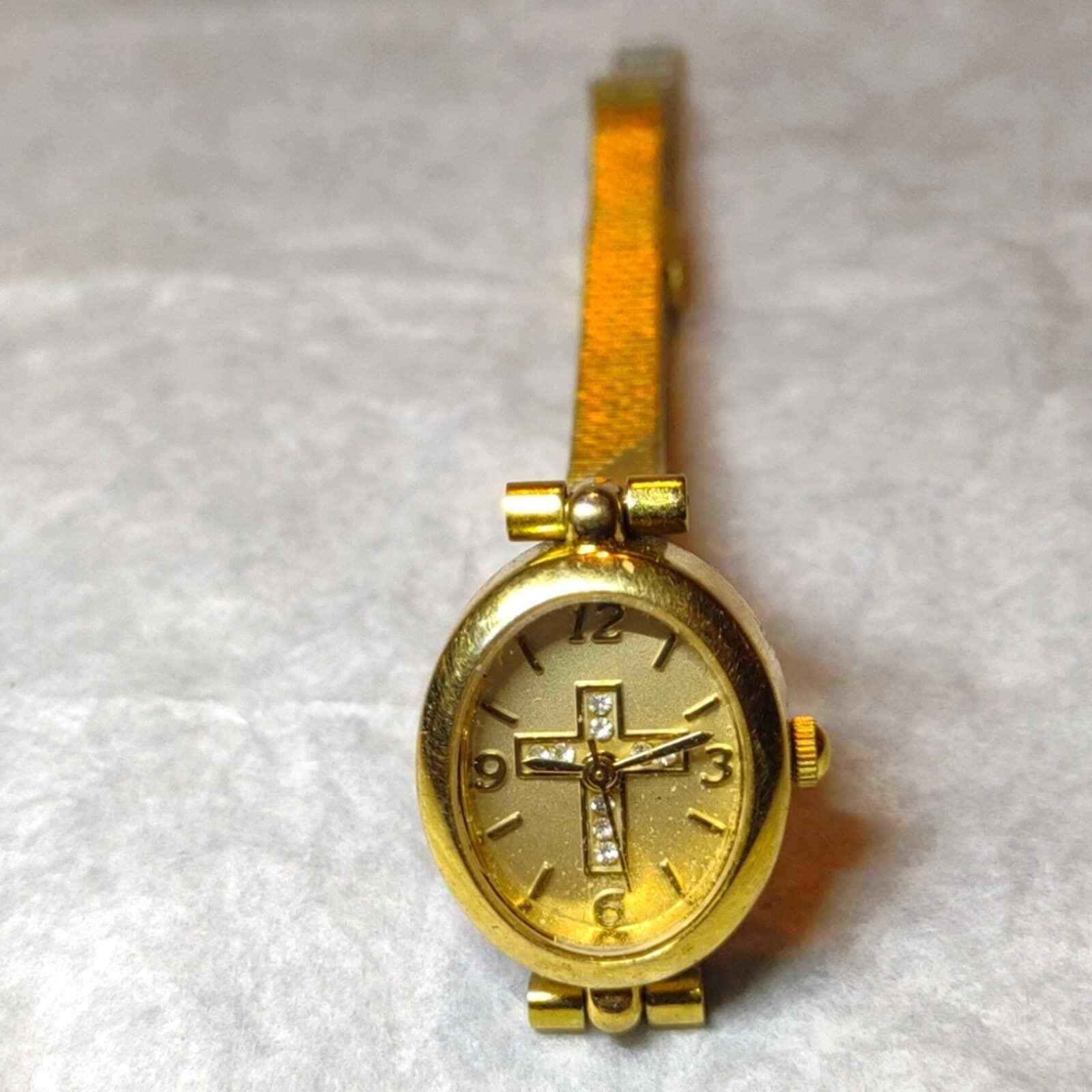 Vintage Vintage Avon stainless steel gold cross watch~Rhinestones Size ONE SIZE - 2 Thumbnail