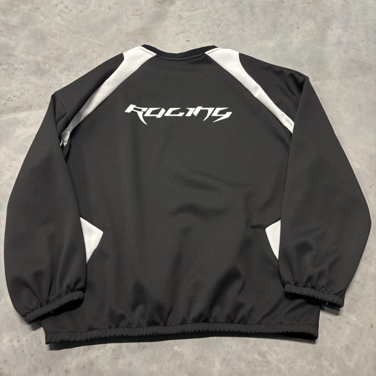 Japanese Brand × Vintage Crazy Vintage Y2K/2000s Black & White Racing Streetwear Pullover Sweatshirt! Size US XL / EU 56 / 4 - 5 Thumbnail